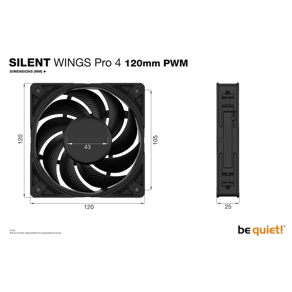 be quiet! Gehäuselüfter »SILENT WINGS PRO 4, 120mm PWM«