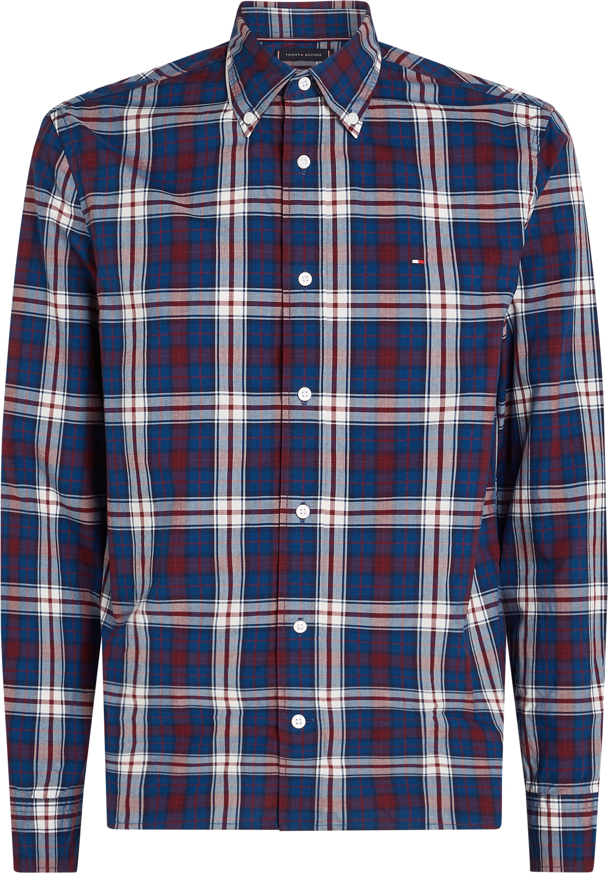 TOMMY HILFIGER Big & Tall Langarmhemd »BT-FLEX POPLIN TMY TARTAN RF S-B«, in Großen Größen, mit Logostickerei in...