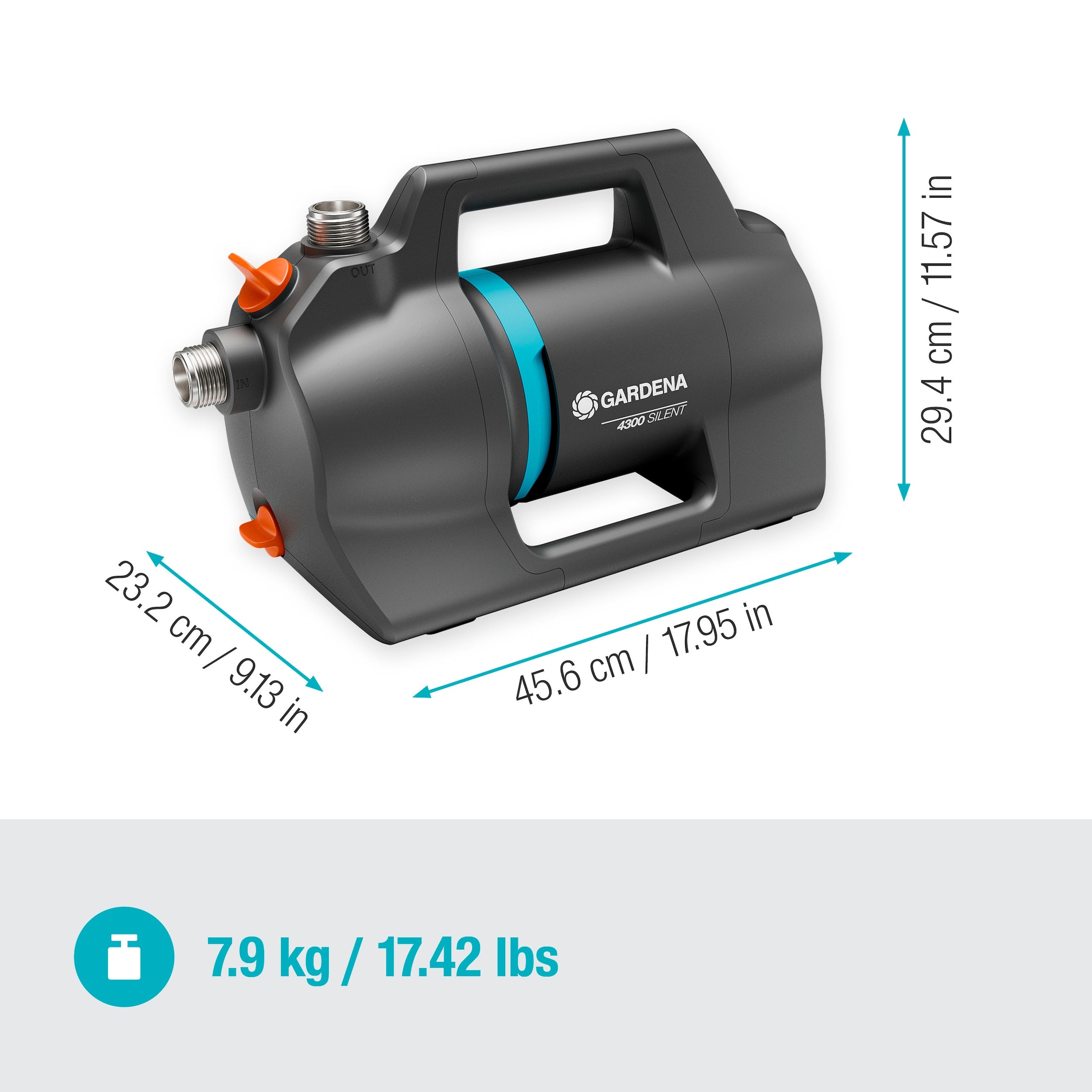 GARDENA Gartenpumpe »4300 Silent«, ideal für ambitionierte Einsteiger, 4300 l/h, 650 W