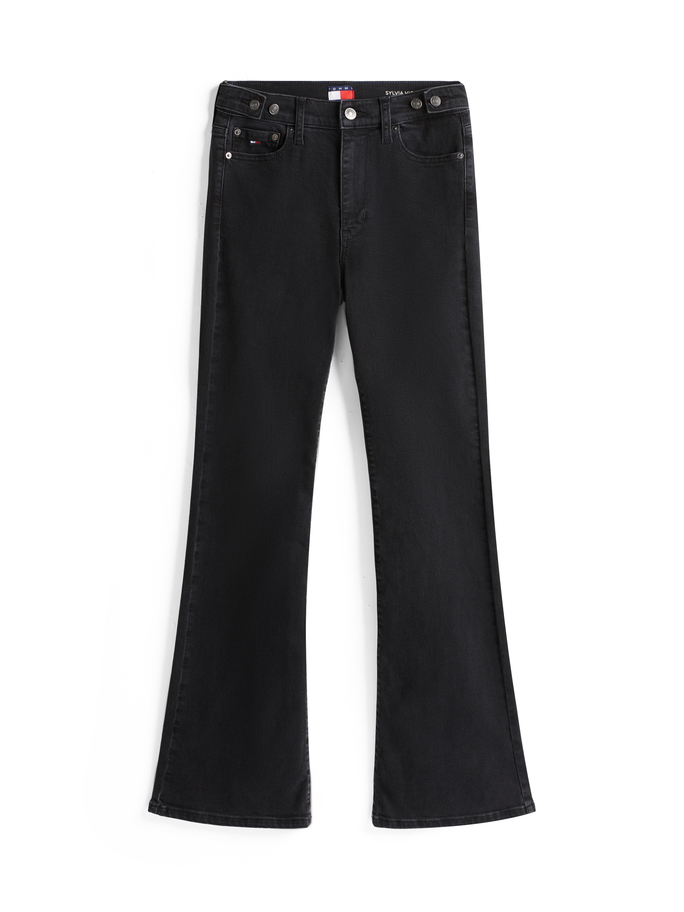 Tommy Jeans Bootcut-Jeans »SYLVIA HGH FLR«, Weite Beinform und Logo Stickerei auf der Gesäßtasche