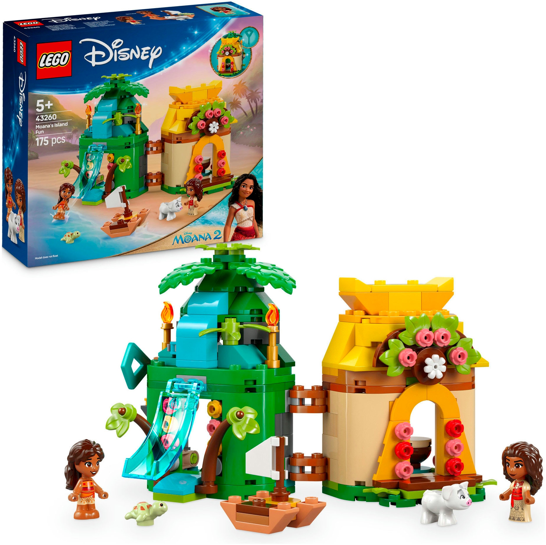 LEGO® Konstruktionsspielsteine »Vaianas Inselspaß (43260), LEGO Disney Princess«, (175 St.),...