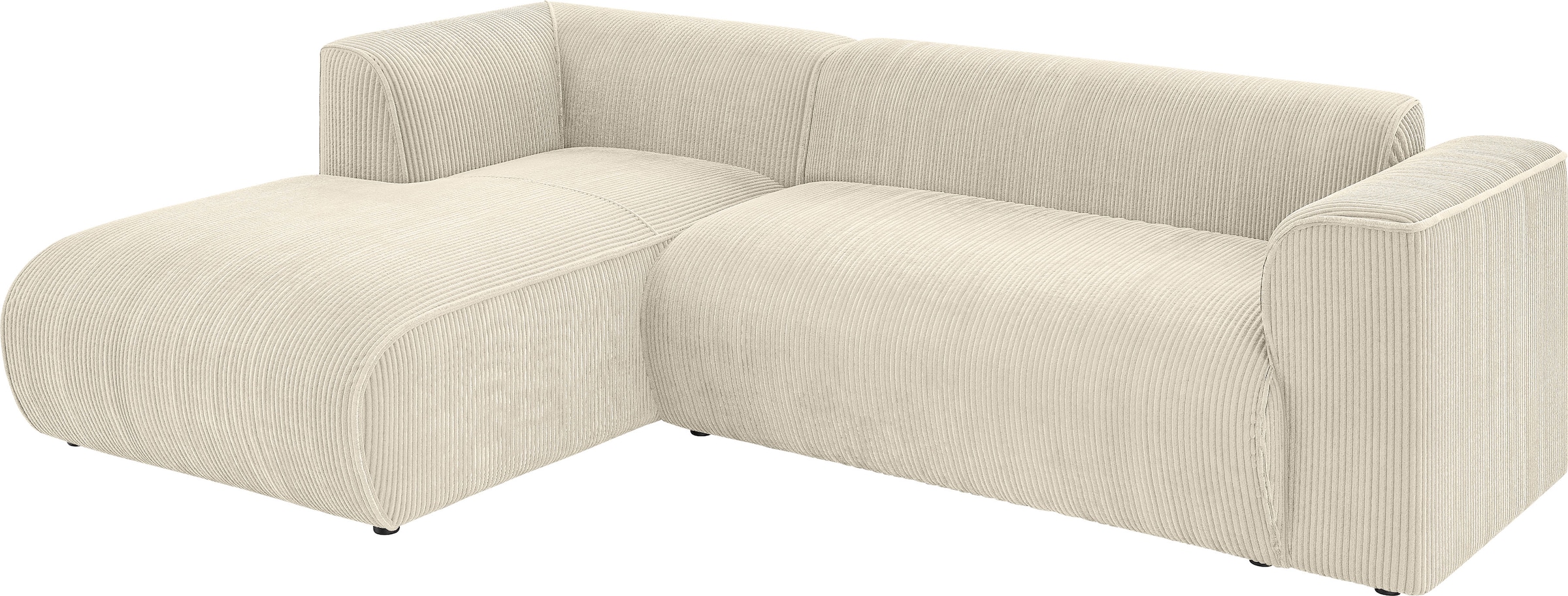 INOSIGN Ecksofa »MERID L-Form (257 cm), zeitlos & stilvolles Design,«, Aufwendig gepolstert, in Cord, Chenille und Struktur