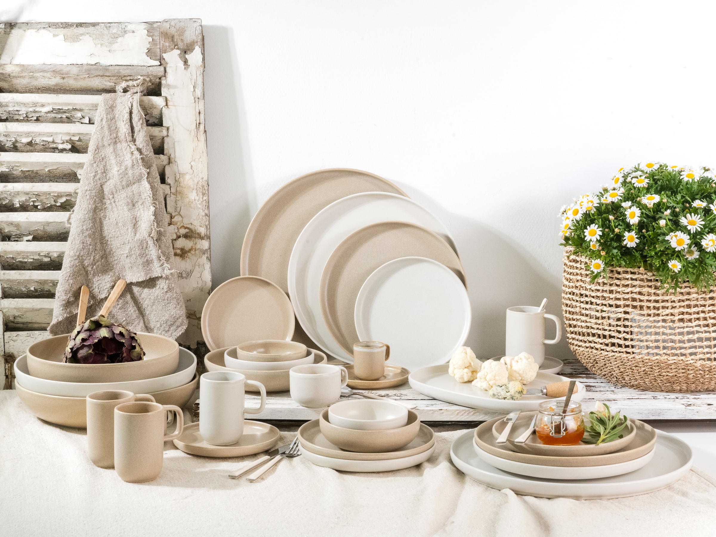 CreaTable Kombiservice »Uno Toscana, Service 16-tlg.« Puristische Formgebung, Inspiriert durch die Farben der Toscana