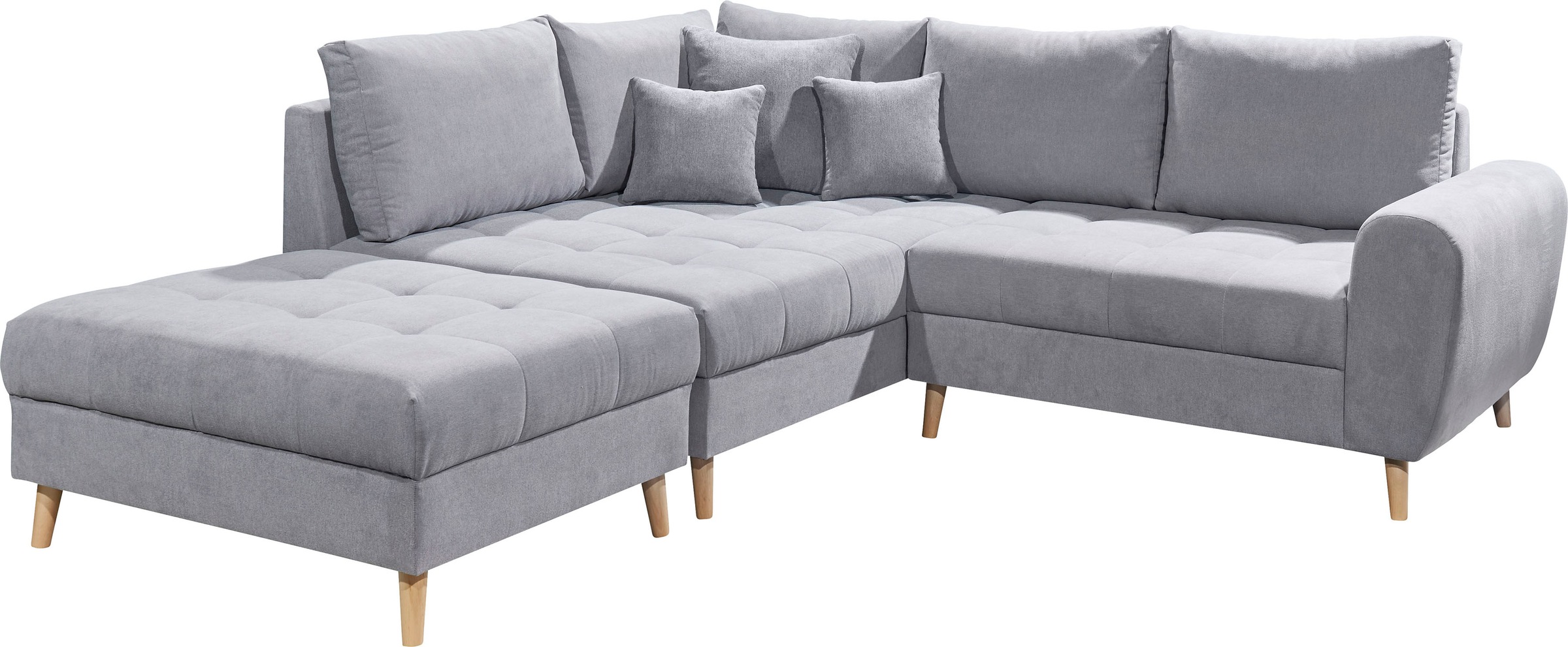 ED EXCITING DESIGN Ecksofa »Alice L-Form«, (Set), mit Hocker, Rückenkissen, Zierkissen, frei im Raum stellbar