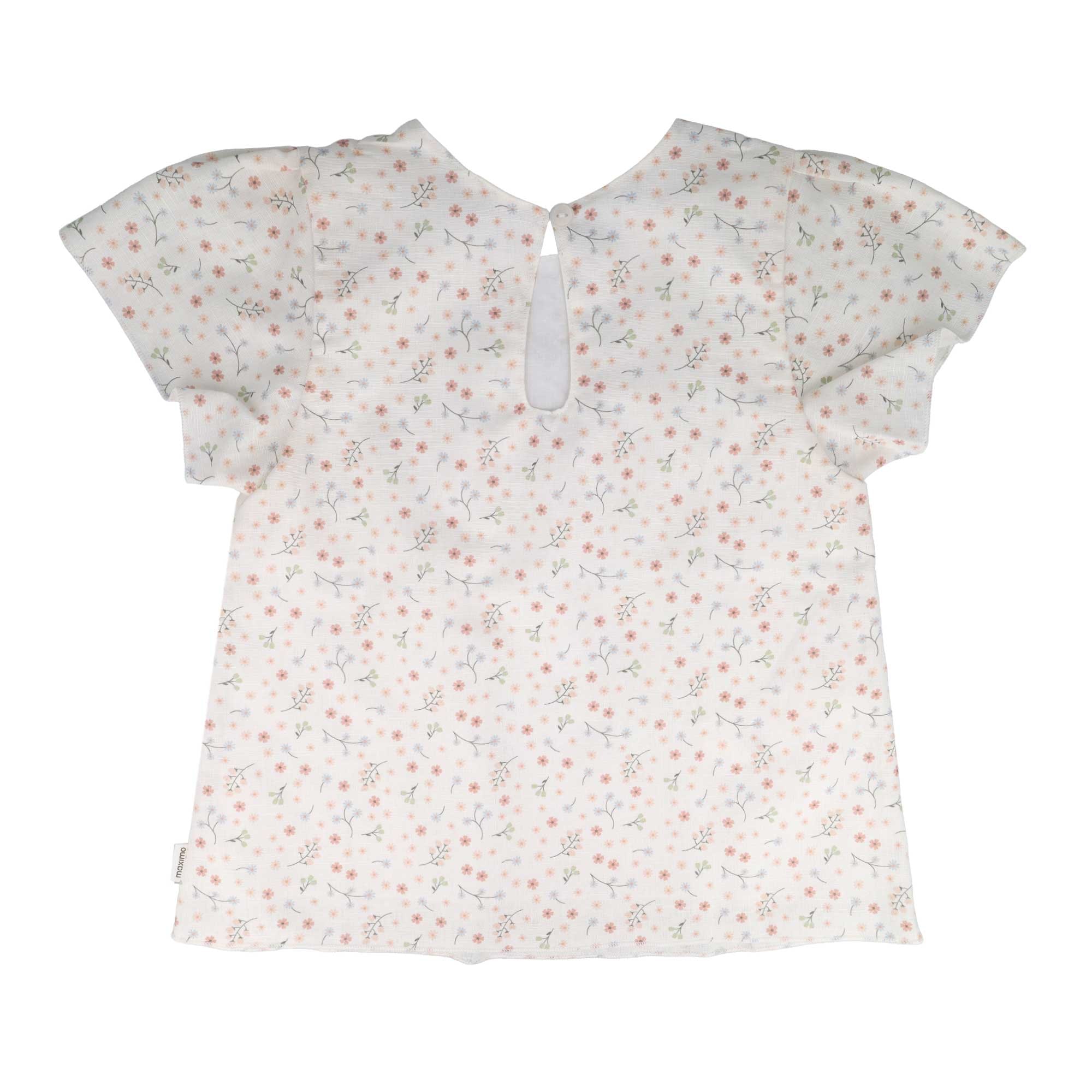 MAXIMO Kurzarmbluse 1 Wollweiß mit Blümchen, Rundhalsausschnitt, Kleinkind, Mädchen