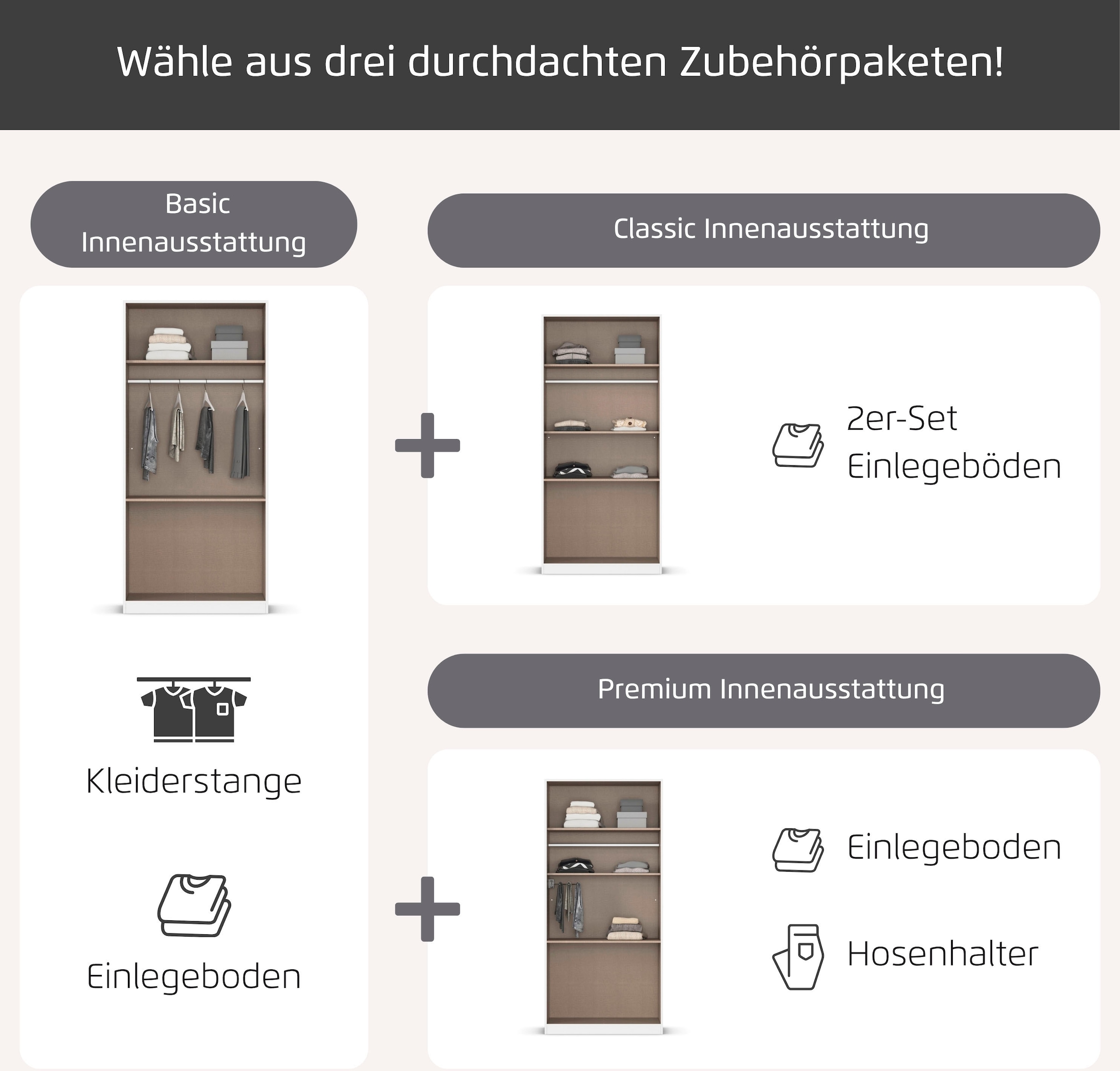 rauch Drehtürenschrank »Kleiderschrank Schrank Garderobe COSTA in den Breiten 91/136/181 cm« in 3 Ausstattungen BASIC/CLASSIC/PREMIUM,  viel Platz, grifflose Front und Push-to-Open Funktion MADE IN GERMANY