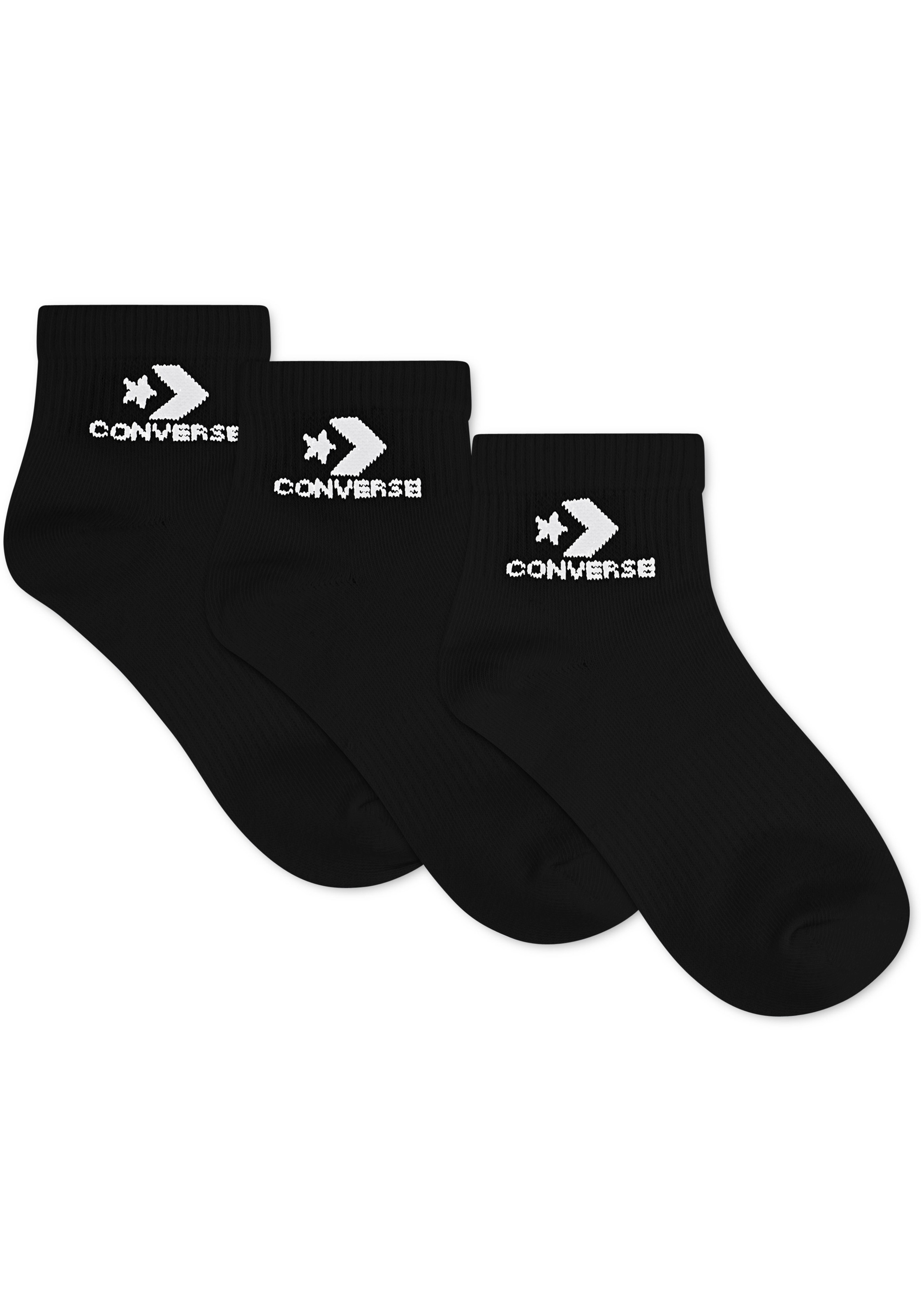Converse Socken »CHU 3PK LIGHTWEIGHT COTTON QTR« 3 Paar tlg. für sportive Aktivitäten, aus weichem Strickmaterial, Viertellänge