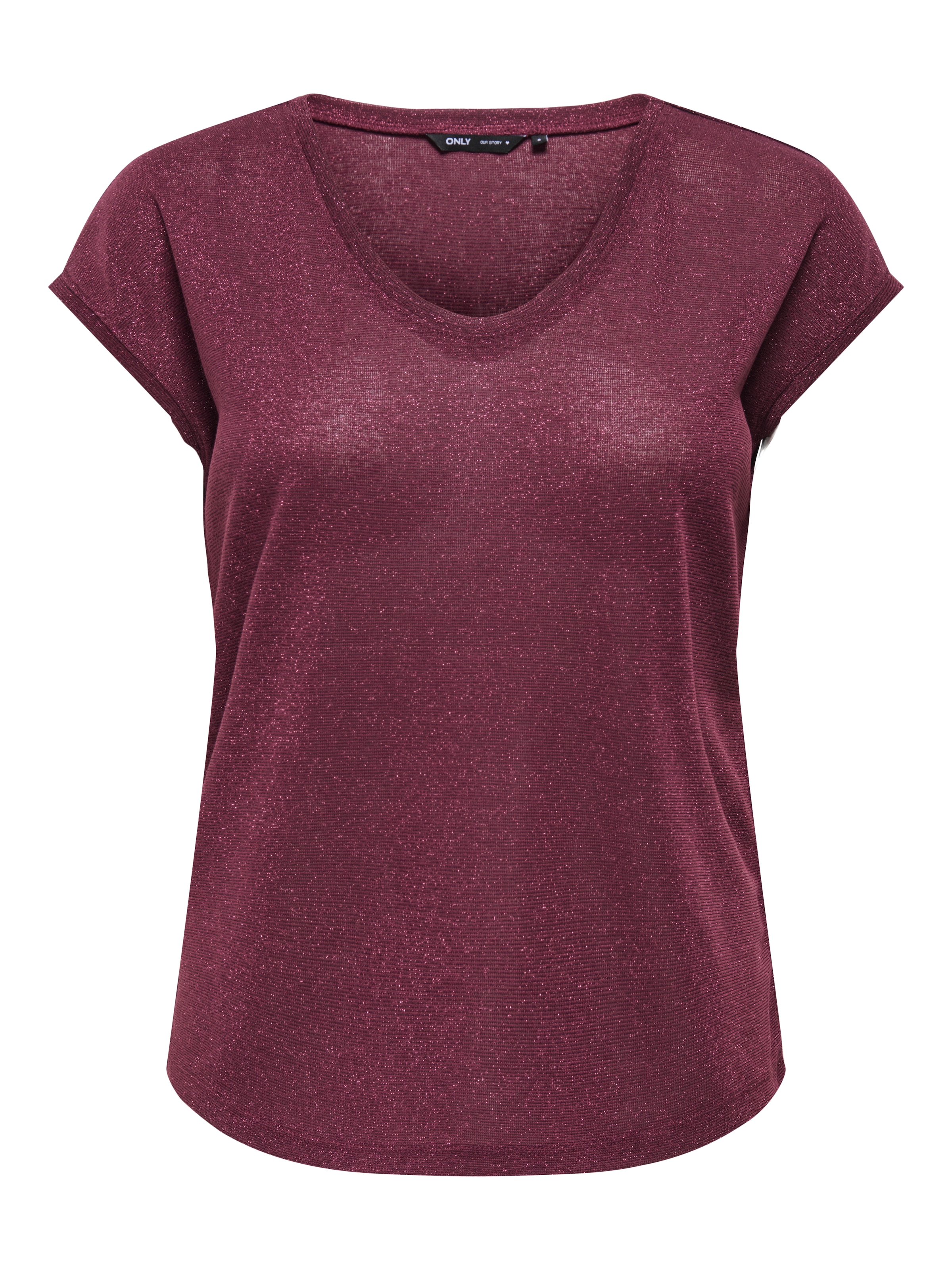 ONLY Kurzarmshirt »ONLSILVERY S/S V NECK LUREX TOP JRS NOOS«