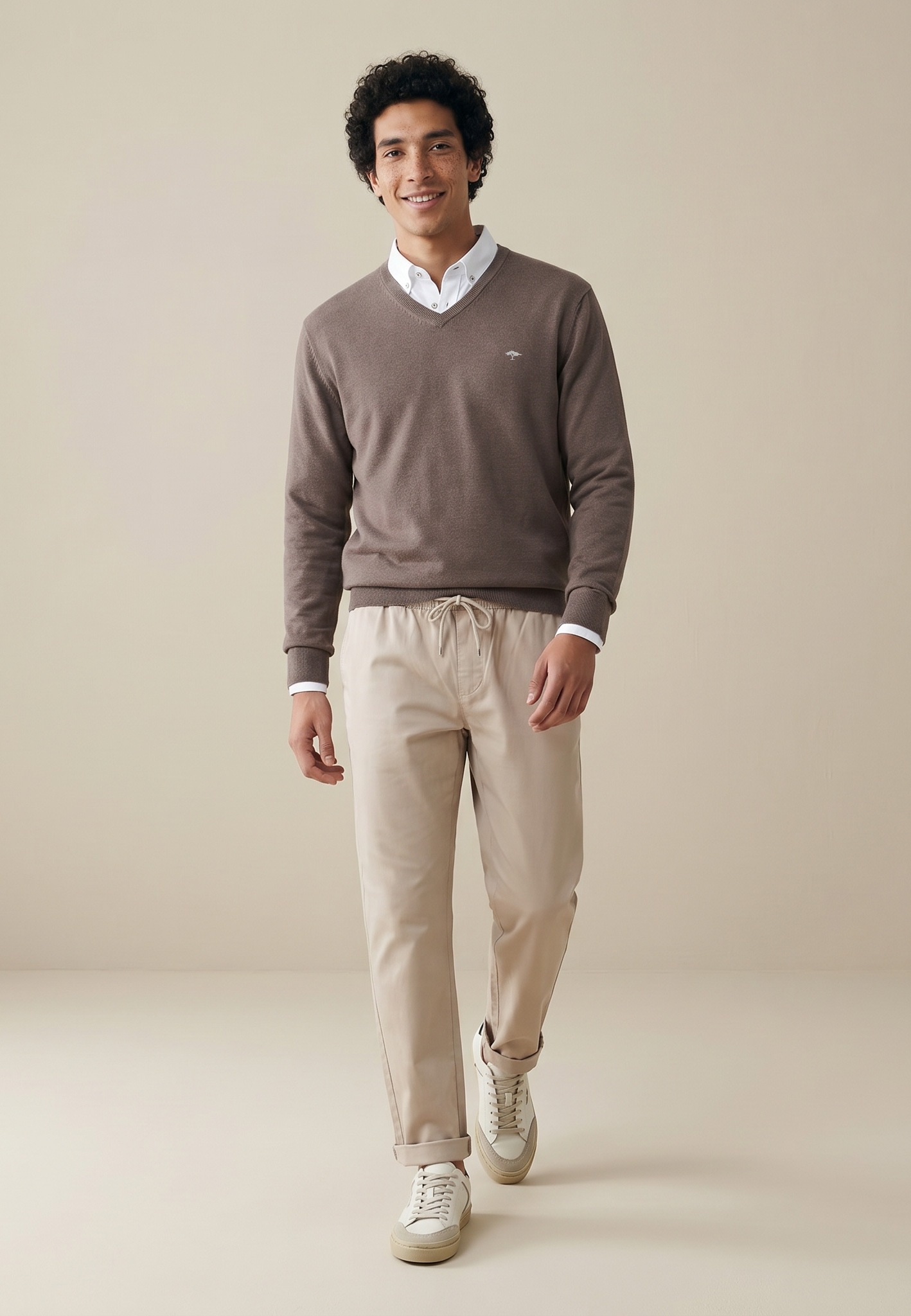FYNCH-HATTON Strickpullover »FYNCH-HATTON Pullover mit V-Kragen« aus Baumwolle, mit V-Ausschnitt, bequeme Passform