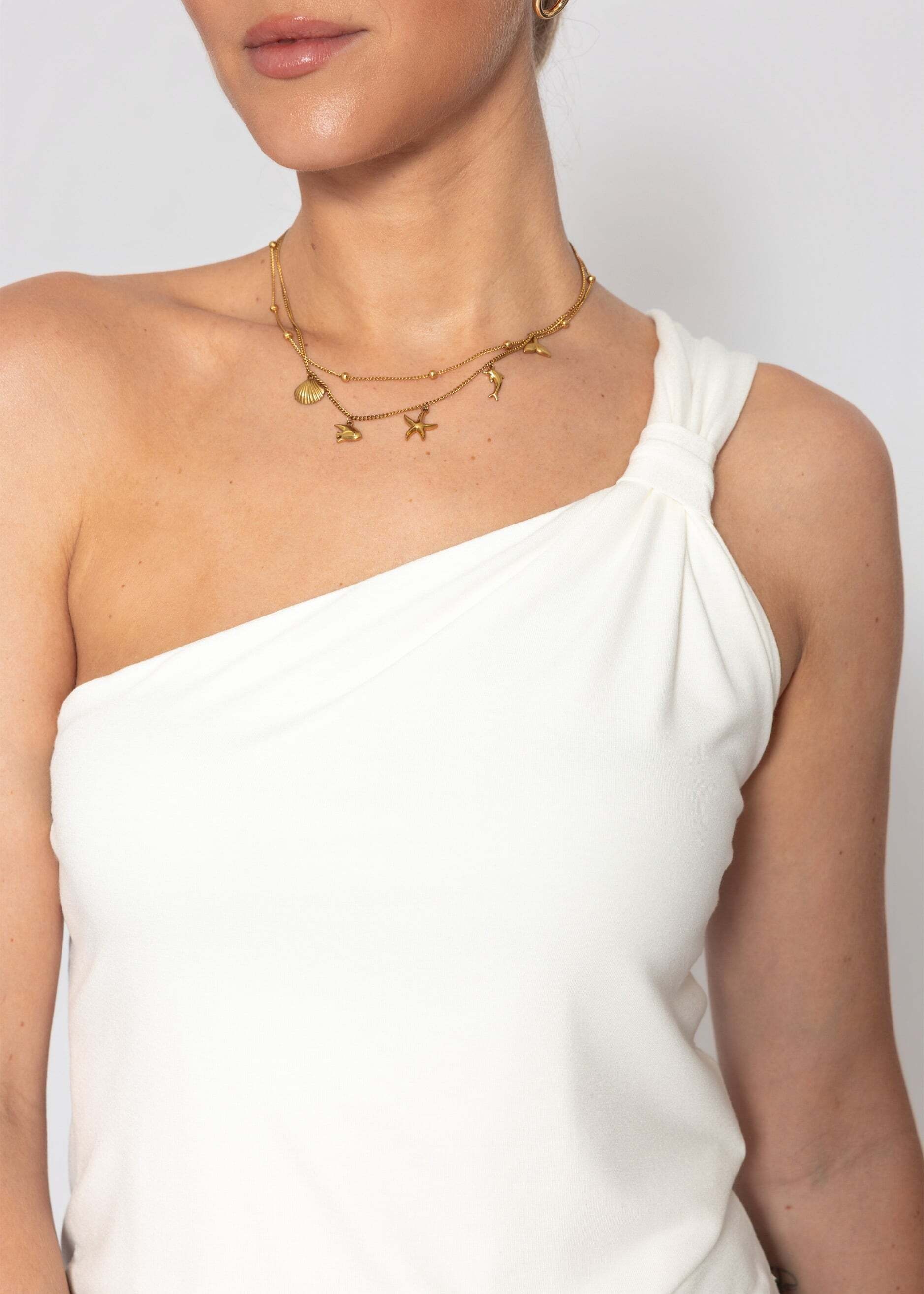 SASSYCLASSY T-Shirt »One-Shoulder-Top« Elegantes Top mit dekorativem Knotendetail in fließendem Material