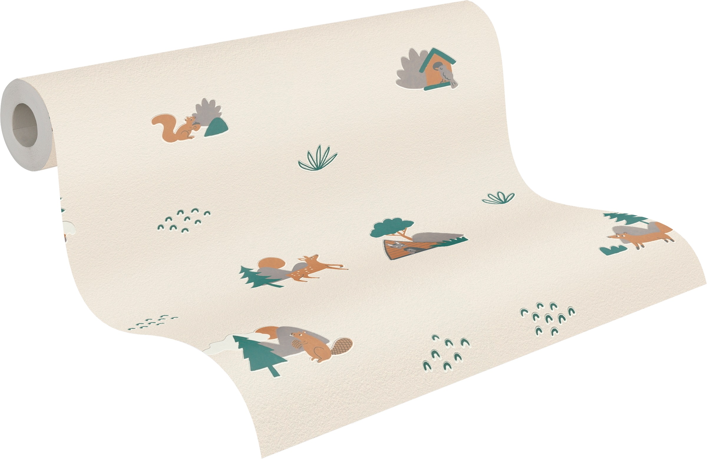living walls Vliestapete »Kids Studio Waldtiere – Vliestapete für Kinder« Wald | grafisch | naturalistisch glatt Fuchs, Reh und Eichhörnchen im modernen Scandi-Look