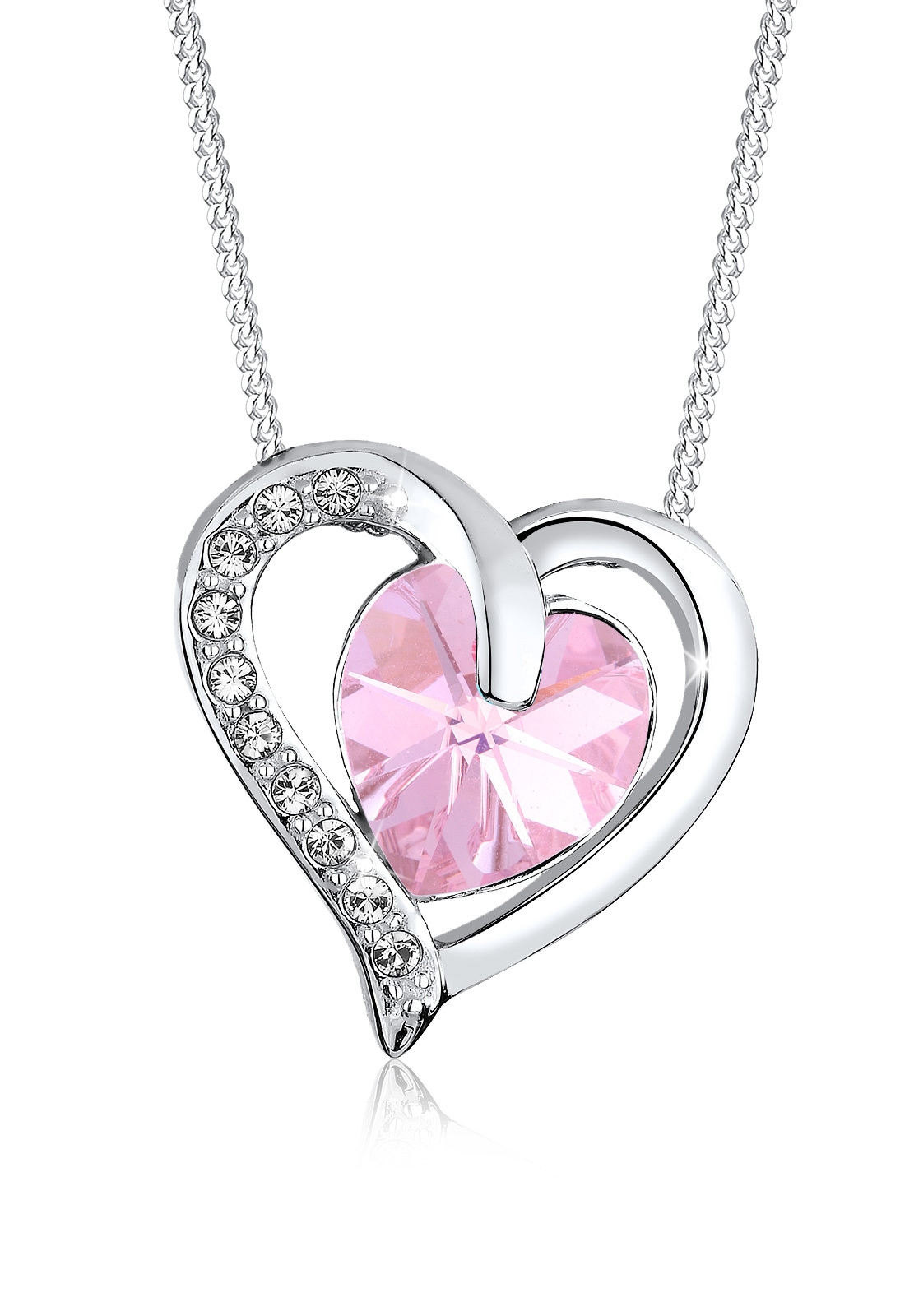 Elli Silberkette »Halskette Herz Blau 925 Sterling Silber, mit Kristallen von Swarovski®«