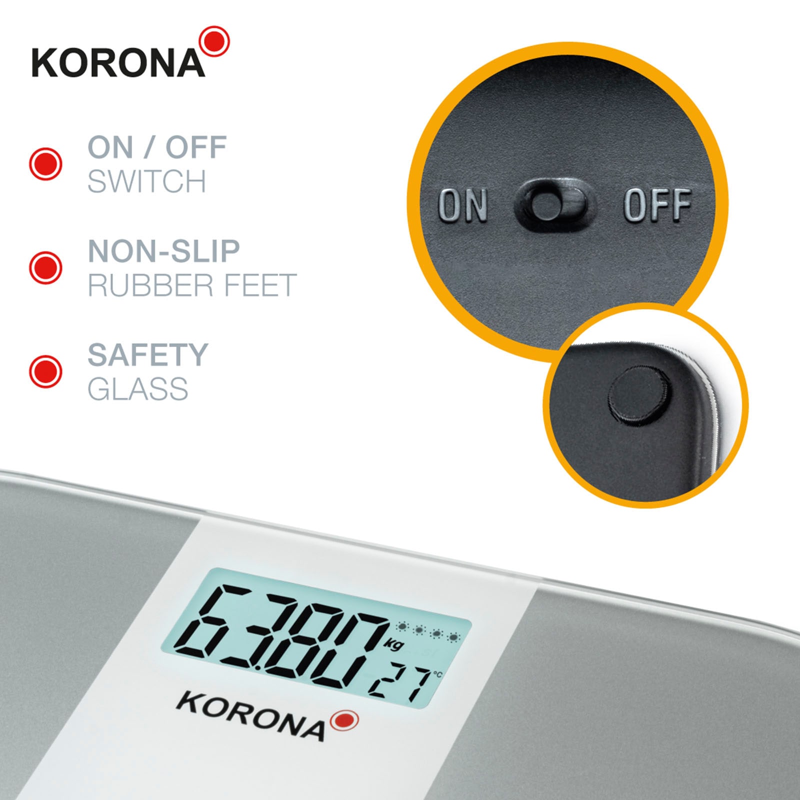 KORONA Personenwaage »73165 Alina«, Batterielose Solarwaage, Nachhaltig