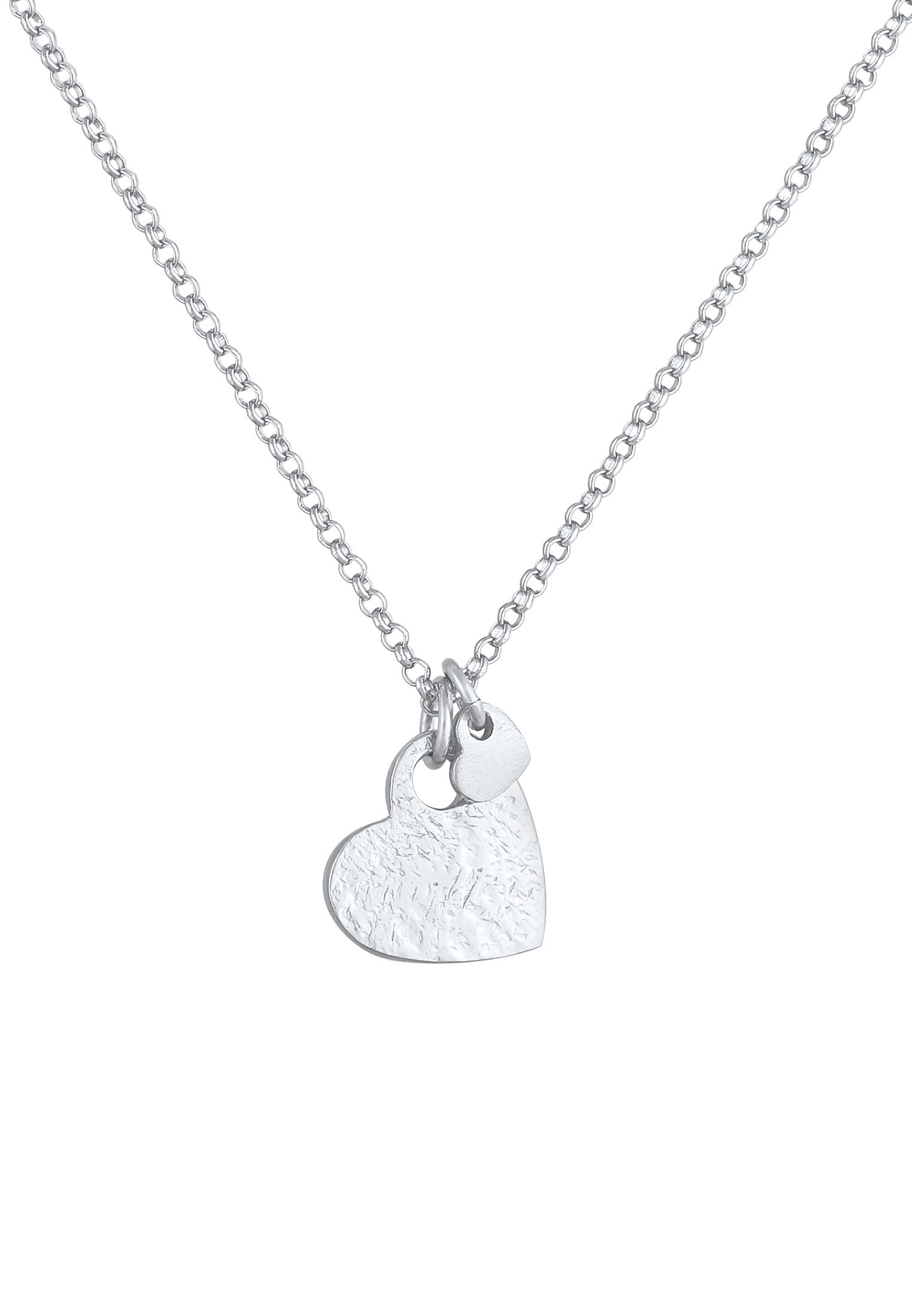 Elli Kette mit Anhänger »Halskette Herzen Love Liebe Organic Look 925 Silber«
