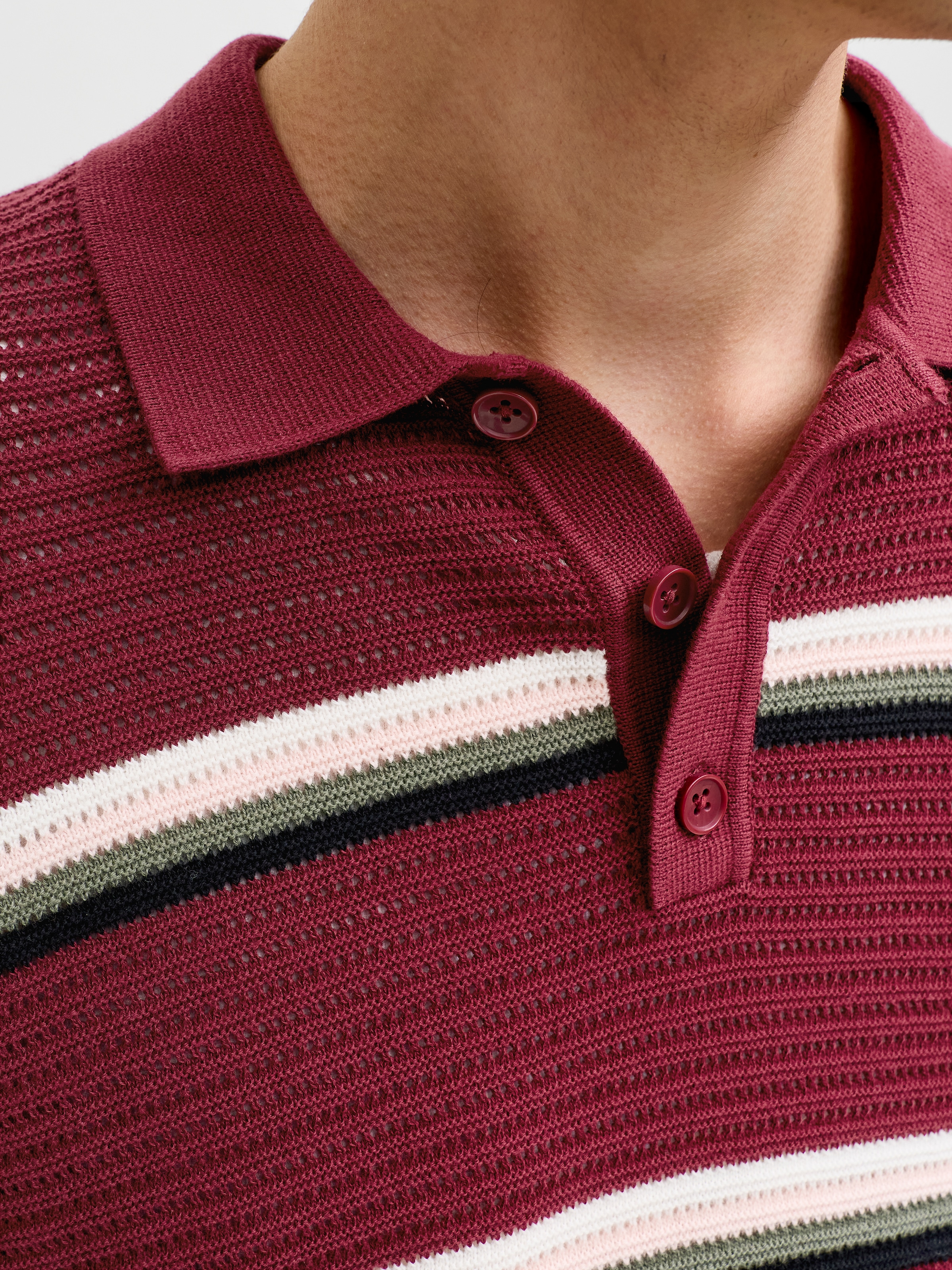 Jack & Jones Polokragenpullover »JORMAINE KNIT STRIPE POLO SN« Baumwolle, relaxed fit