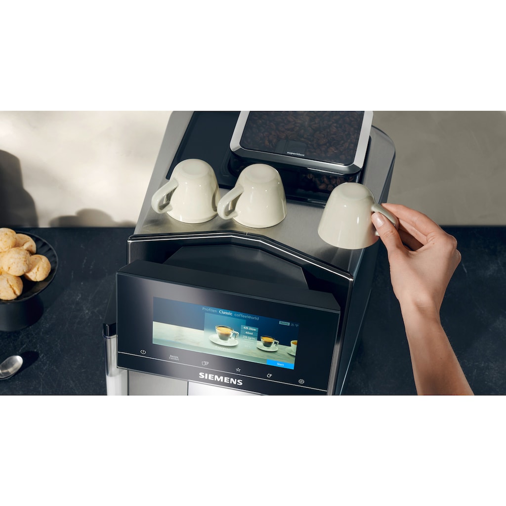 SIEMENS Kaffeevollautomat »EQ900 TQ903D43«, Home Connect App, baristaMode, superSilent, 6,8” Full-Touch-Display