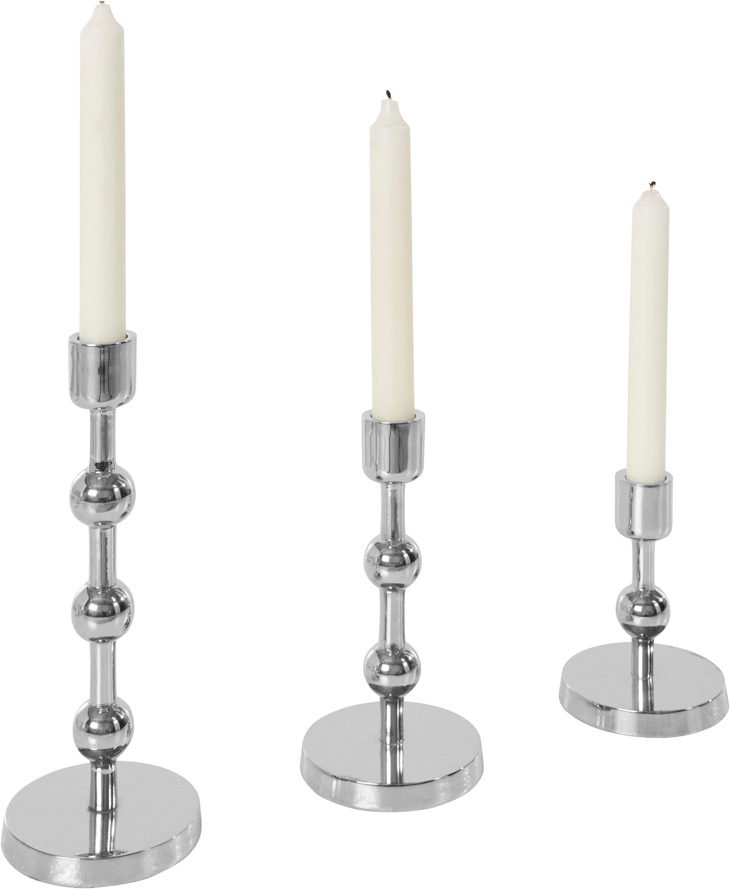 Leonique Kerzenständer »Elliose«, (Set, 3 St.), aus Aluminium, handgefertigt,  3 Größen im Set online bei OTTO