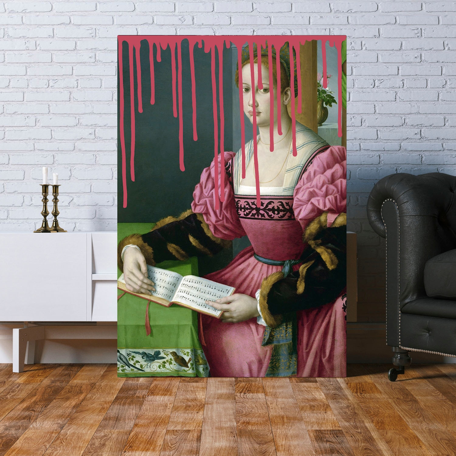 queence Acrylglasbild »Frau mit Buch mit Farbklecks« Bilder von Frauen | Formen | Frau | Gemälde | Historische Persönlichkeiten | Kunst Fine Art-Print in Galeriequalität