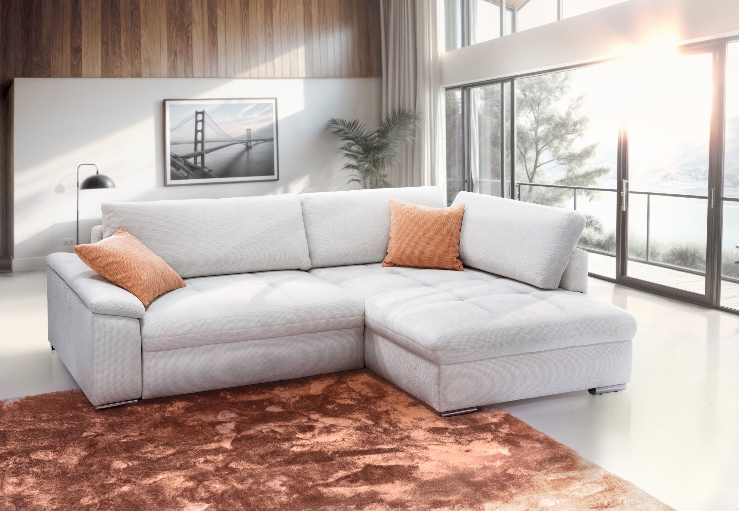 exxpo - sofa fashion Ecksofa »Casa Grande inkl. Bettfunktion, Bettkasten, bequem«, L-Form, guter Sitzkomfort, grioße Liegefläche
