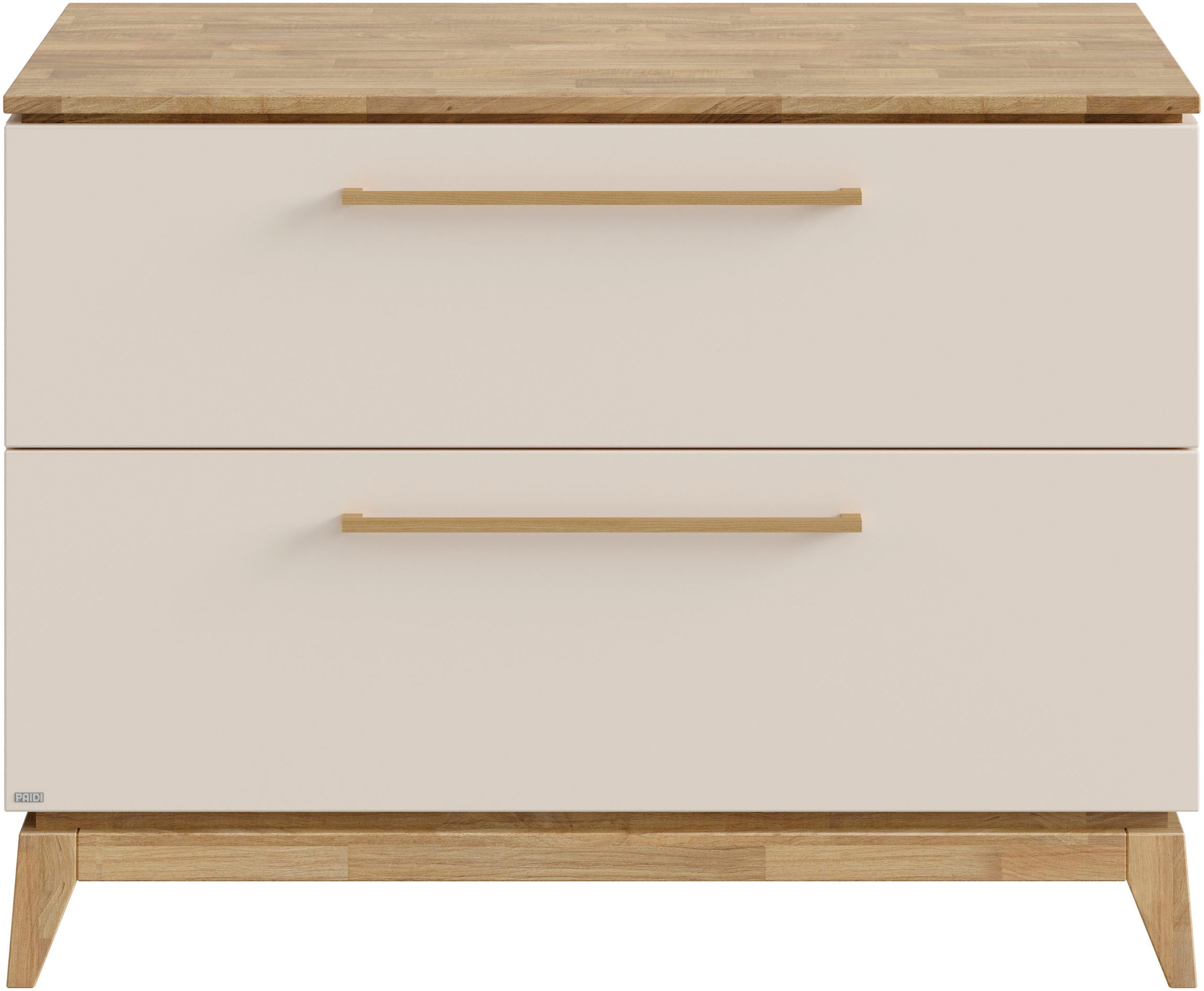 PAIDI Wickelkommode »STIENE in Beige oder Grau, 2 Schubladen mit Soft-Close, Vollauszug« bis 50 kg Kommode 123 cm Breite, geprüfte Sicherheit, Wickeltisch mit Massivholz 123 cm