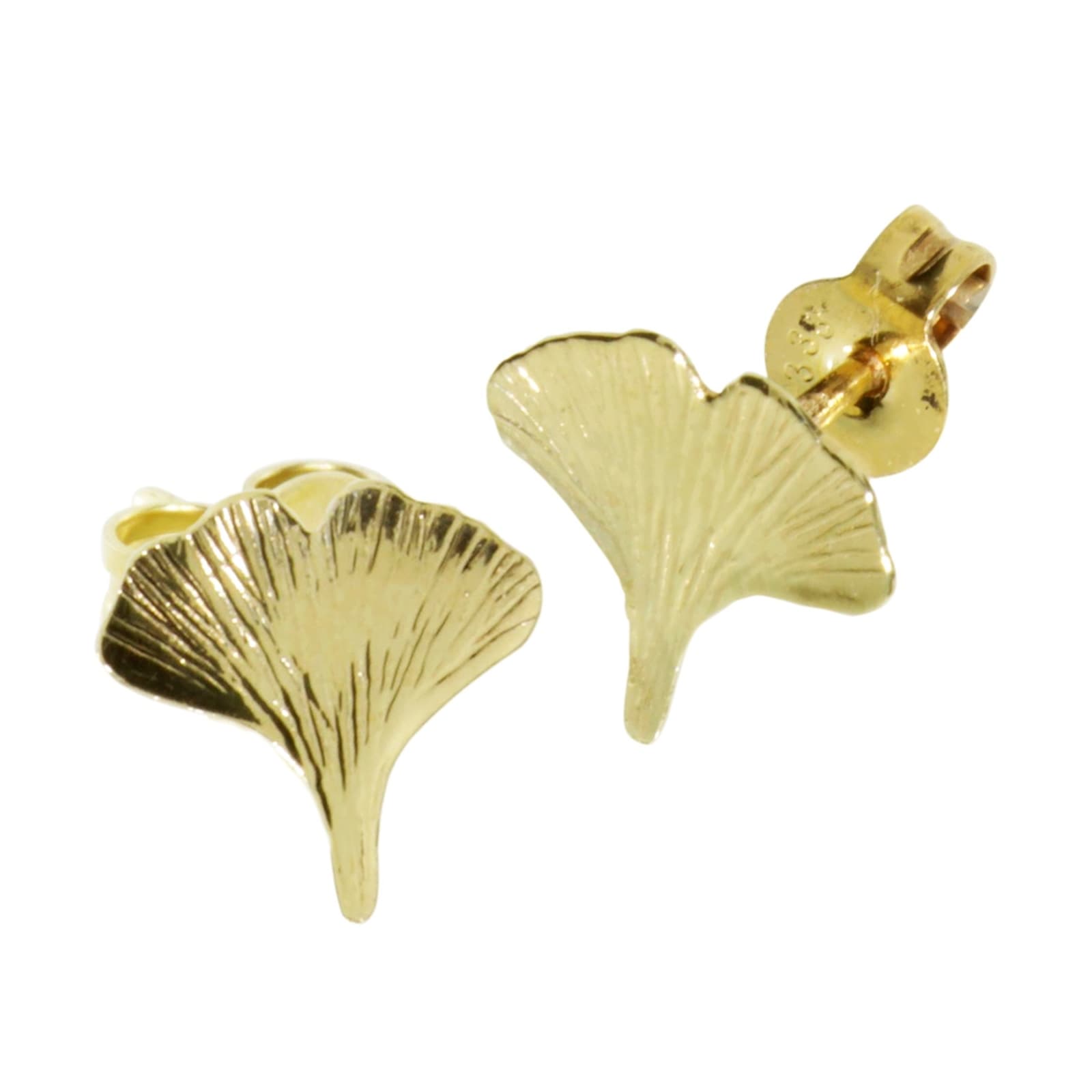 OSTSEE-SCHMUCK Paar Ohrstecker »- Ginkgoblatt - Gold 333/000 -,«