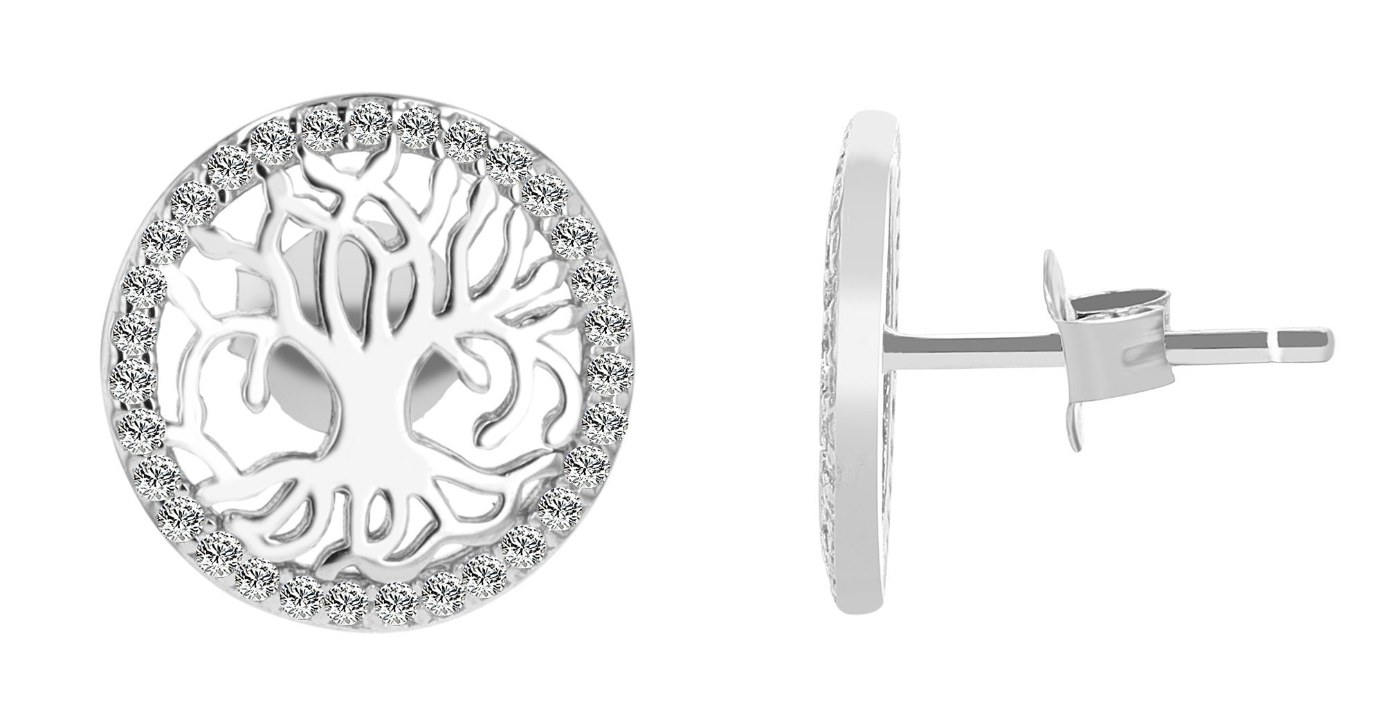 Adelia´s Paar Ohrstecker »Damen Ohrringe ¿ Ohrstecker Lebensbaum aus 925 Silber mit Zirkonia«