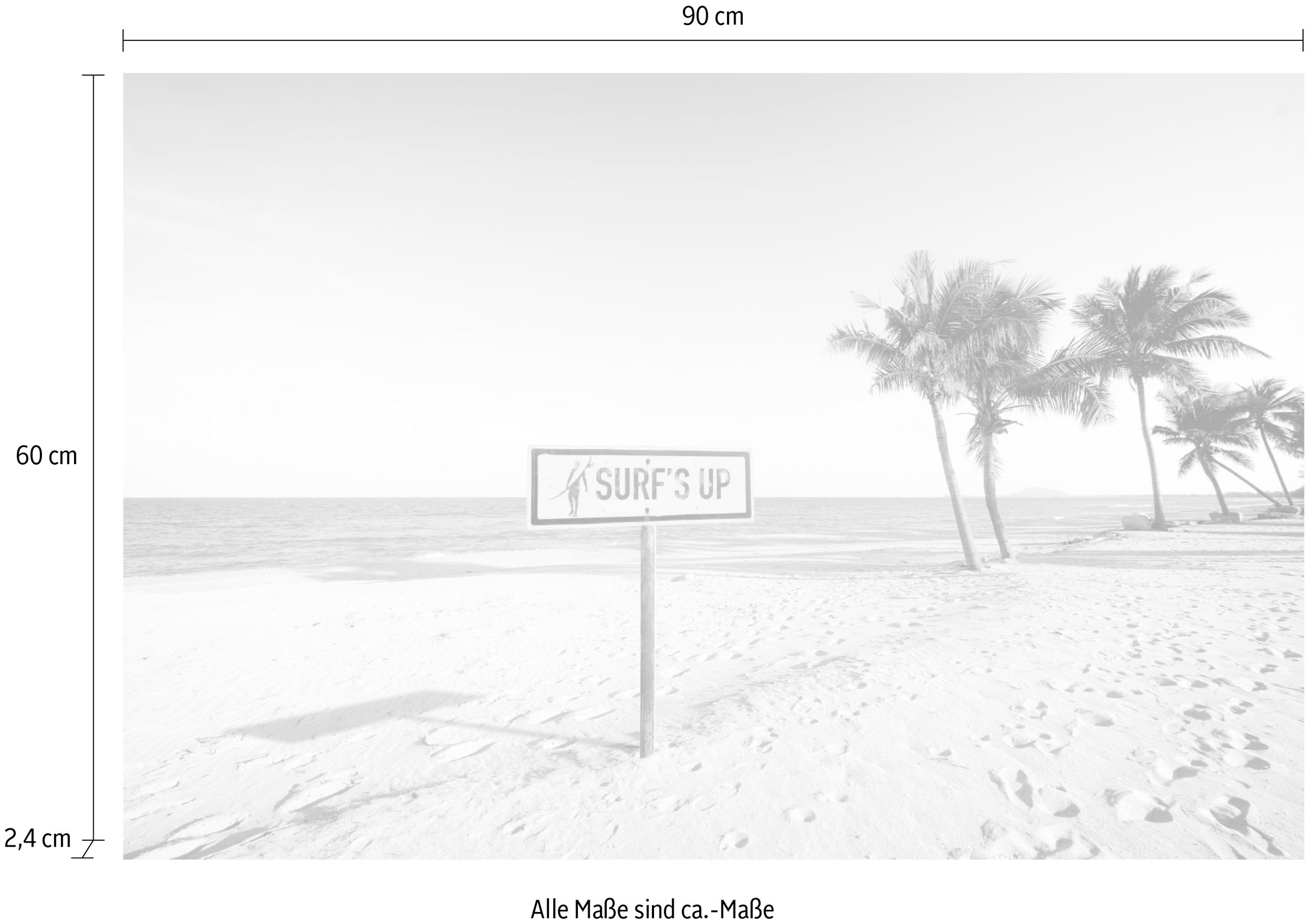 queence Acrylglasbild »Surf's up Strand« Meer | Meer Bilder | Palmen | Schwarz-Weiß | Strand | Strandbilder Fine Art-Print in Galeriequalität