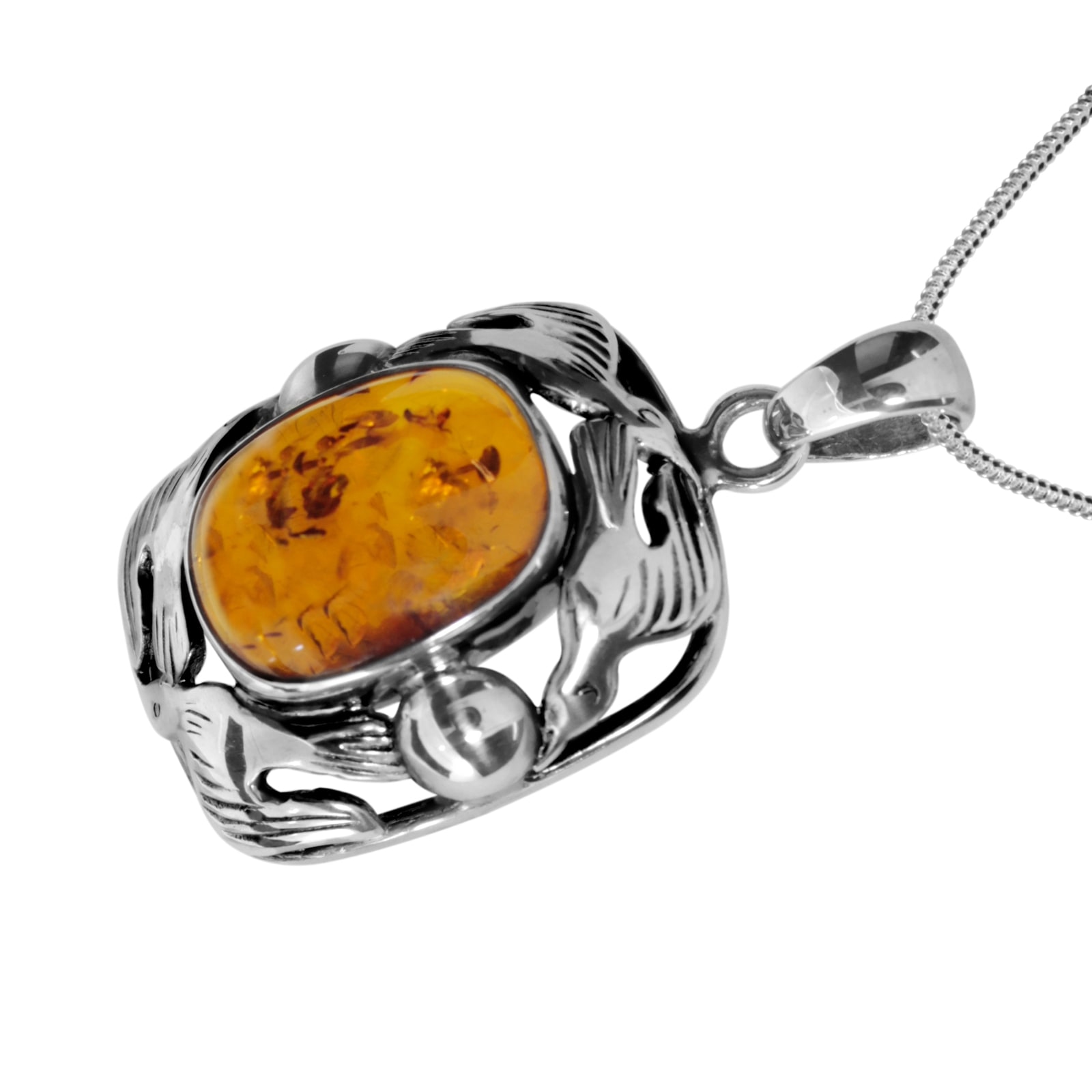 OSTSEE-SCHMUCK Kette mit Anhänger »- Fischland 34x20 mm - Silber 925/000 - Bernstein«