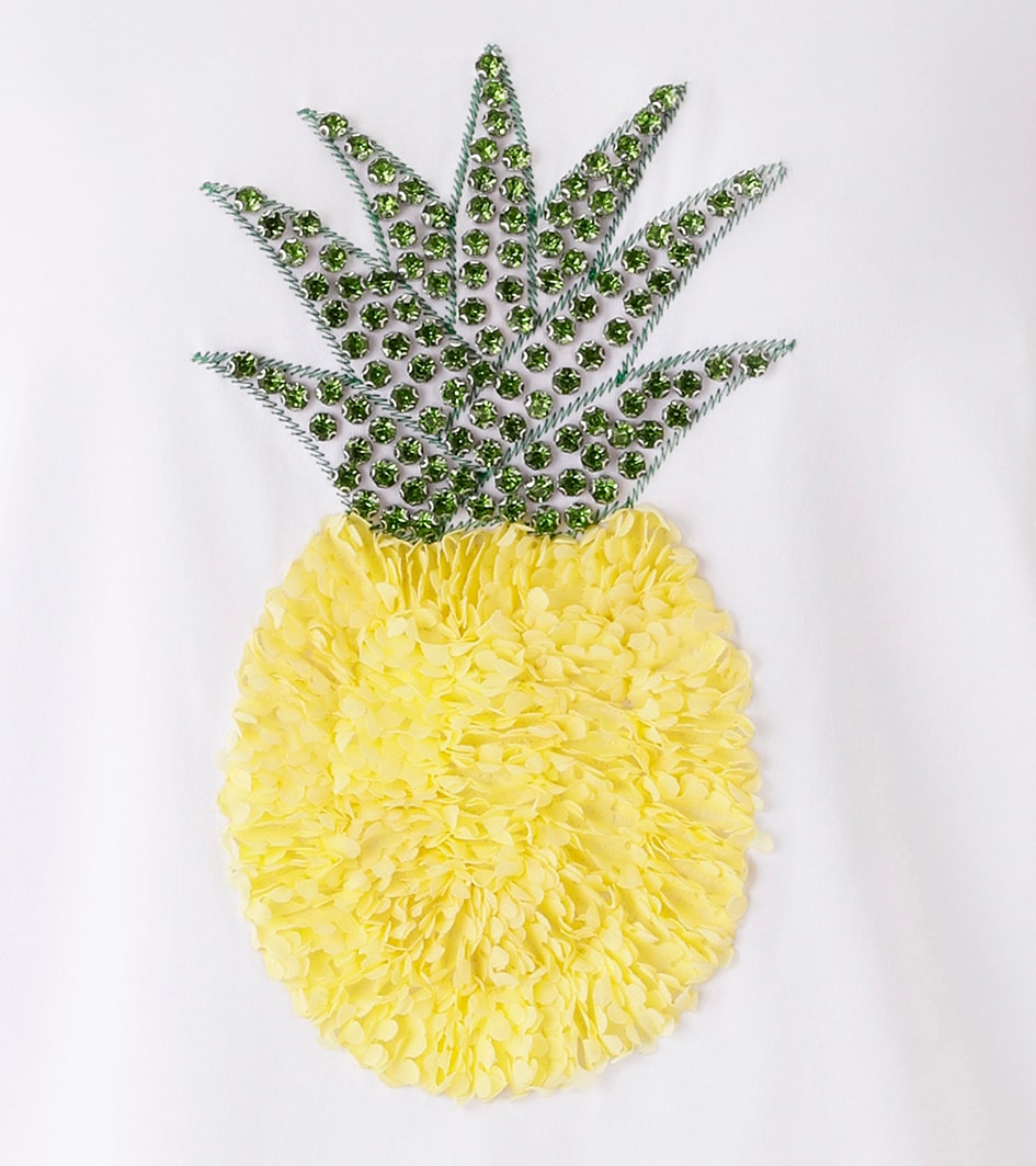 Aniston CASUAL T-Shirt mit Glitzersteinchen verzierter Ananas-Applikation - NEUE KOLLEKTION