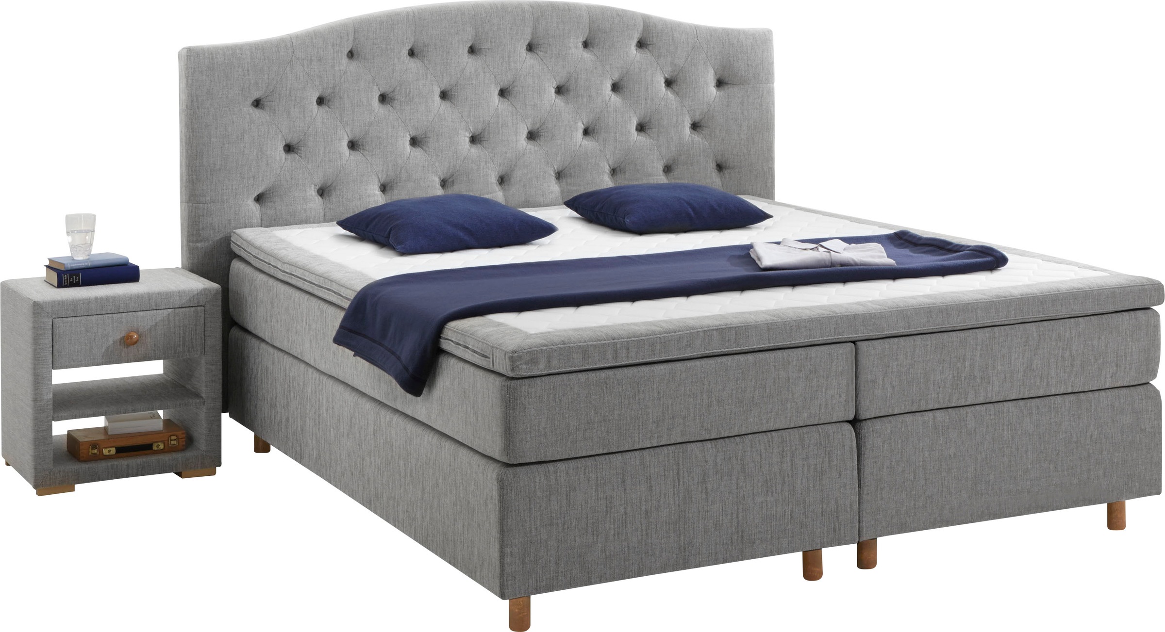 Home affaire Boxspringbett »Claire«, mit Vollmassiv-Unterbox, incl. Topper, verschiedene Härtegrade