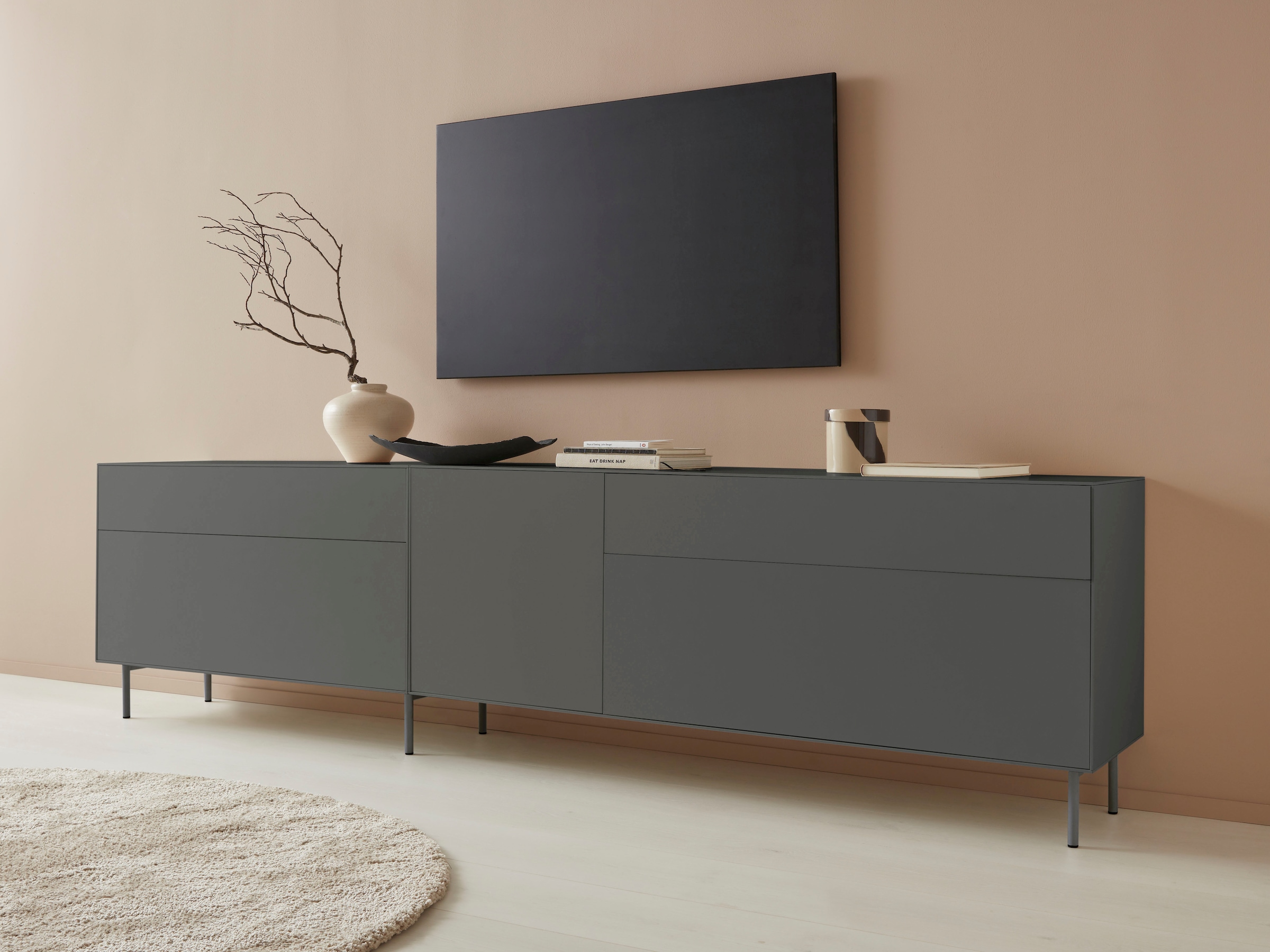 LeGer Home by Lena Gercke Lowboard »Essentials«, Breite: 167 cm, MDF lackiert, Push-to-open-Funktion