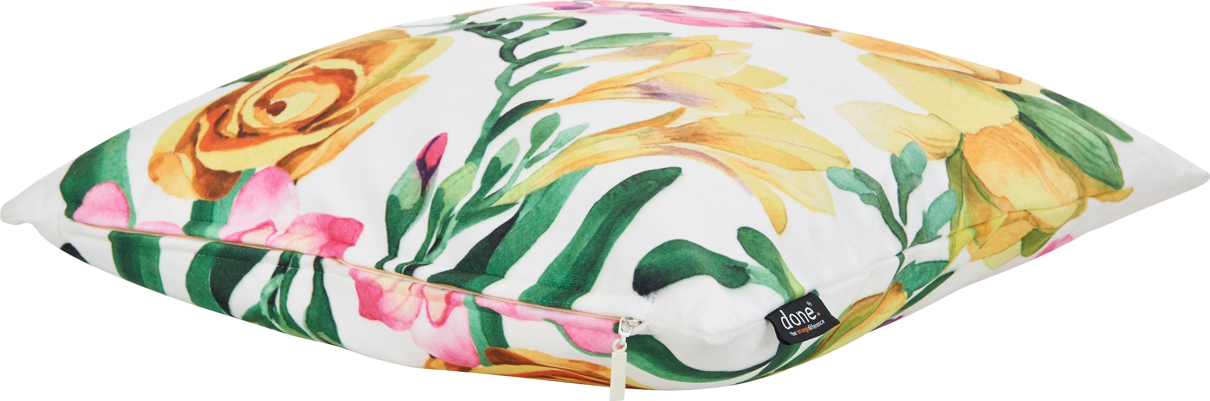 done.® Dekokissen »Velour Print Freesia«, Beidseitig bedruckte Kissenhüle ohne Füllung, 1 Stück
