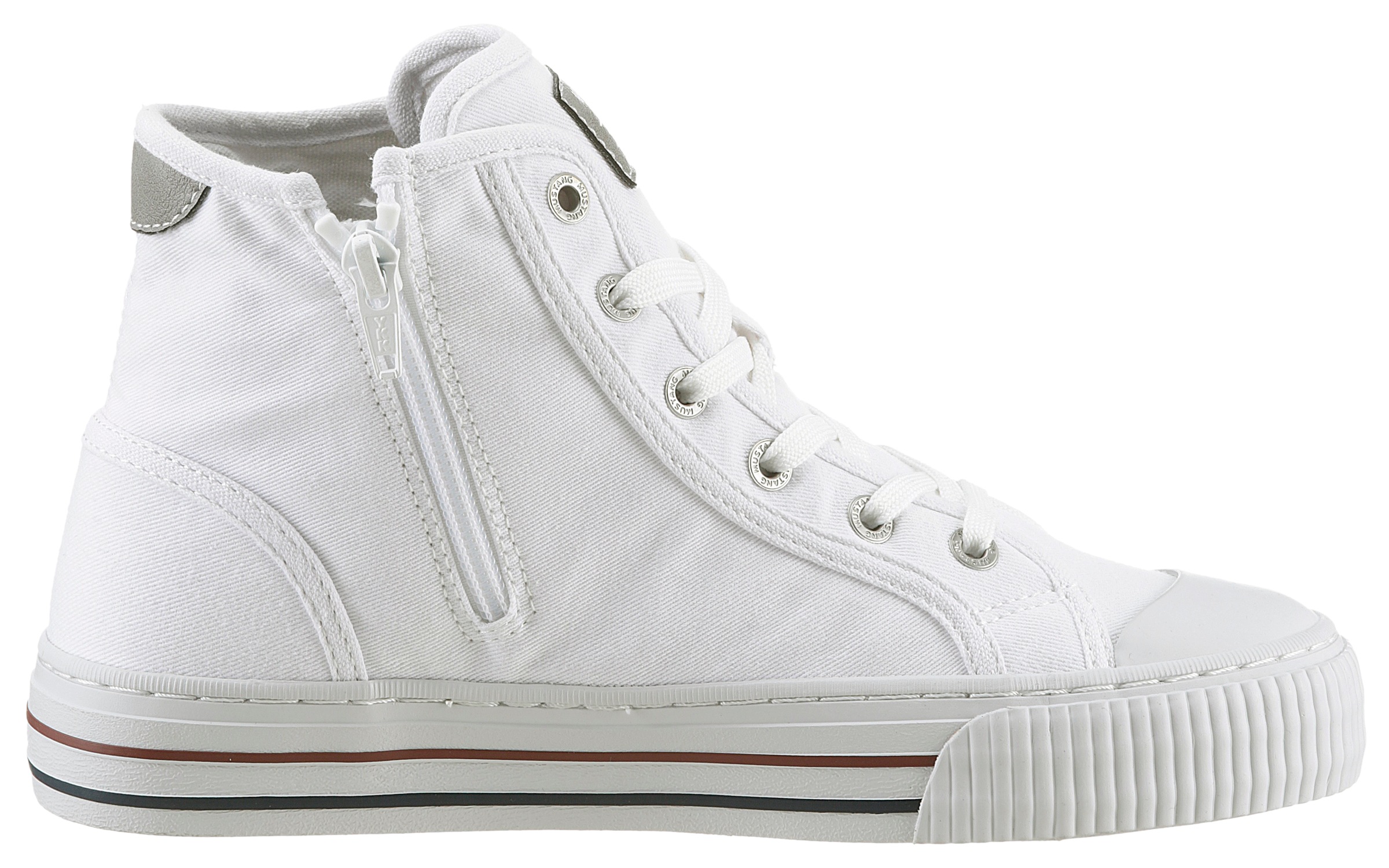 Mustang Shoes Plateausneaker, Schnürschuh, Freizeitschuh, High Top-Sneaker mit Reißverschluss