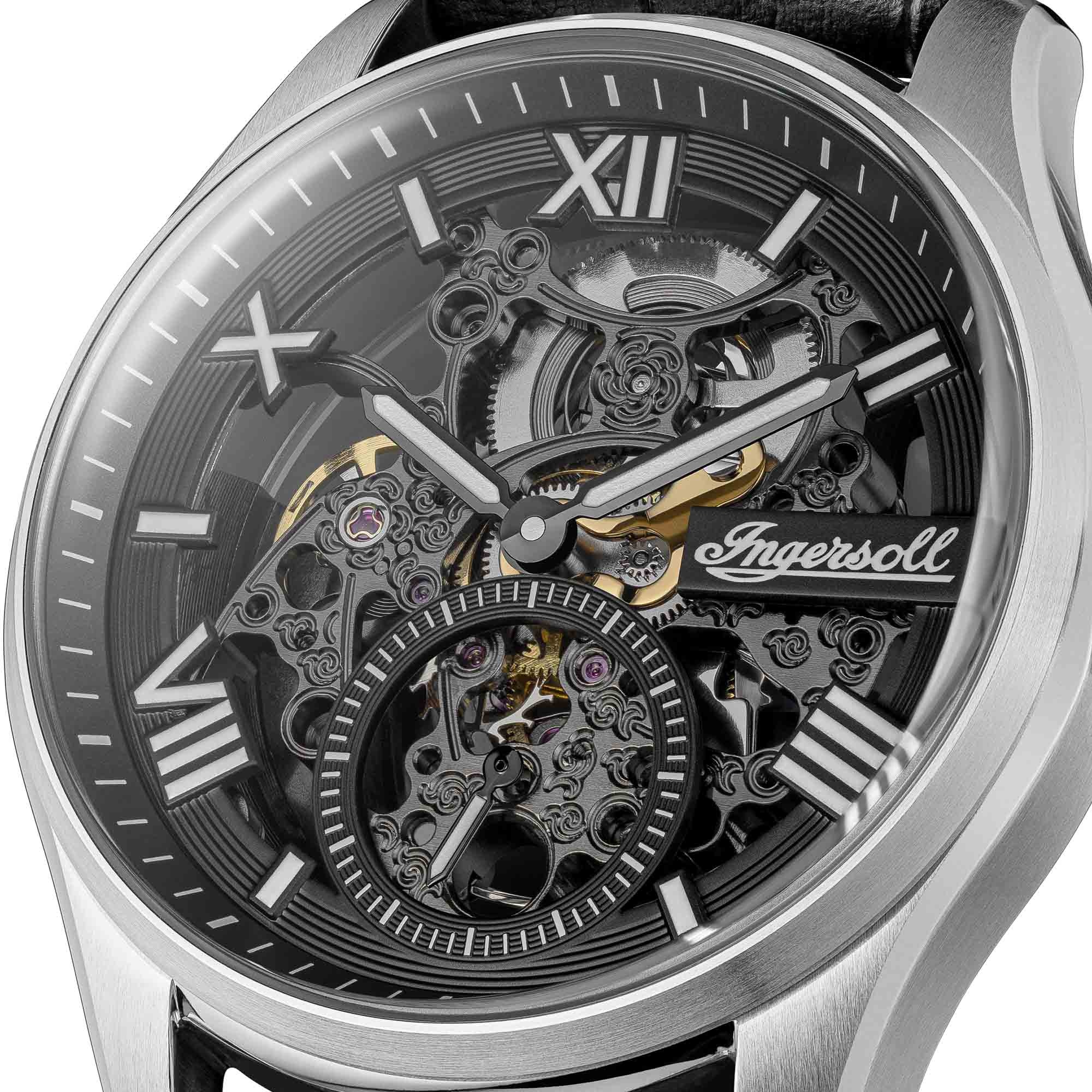 Ingersoll Automatikuhr »The Maverick« Armbanduhr, Herrenuhr, Mechanische Uhr, Lederarmband, analog