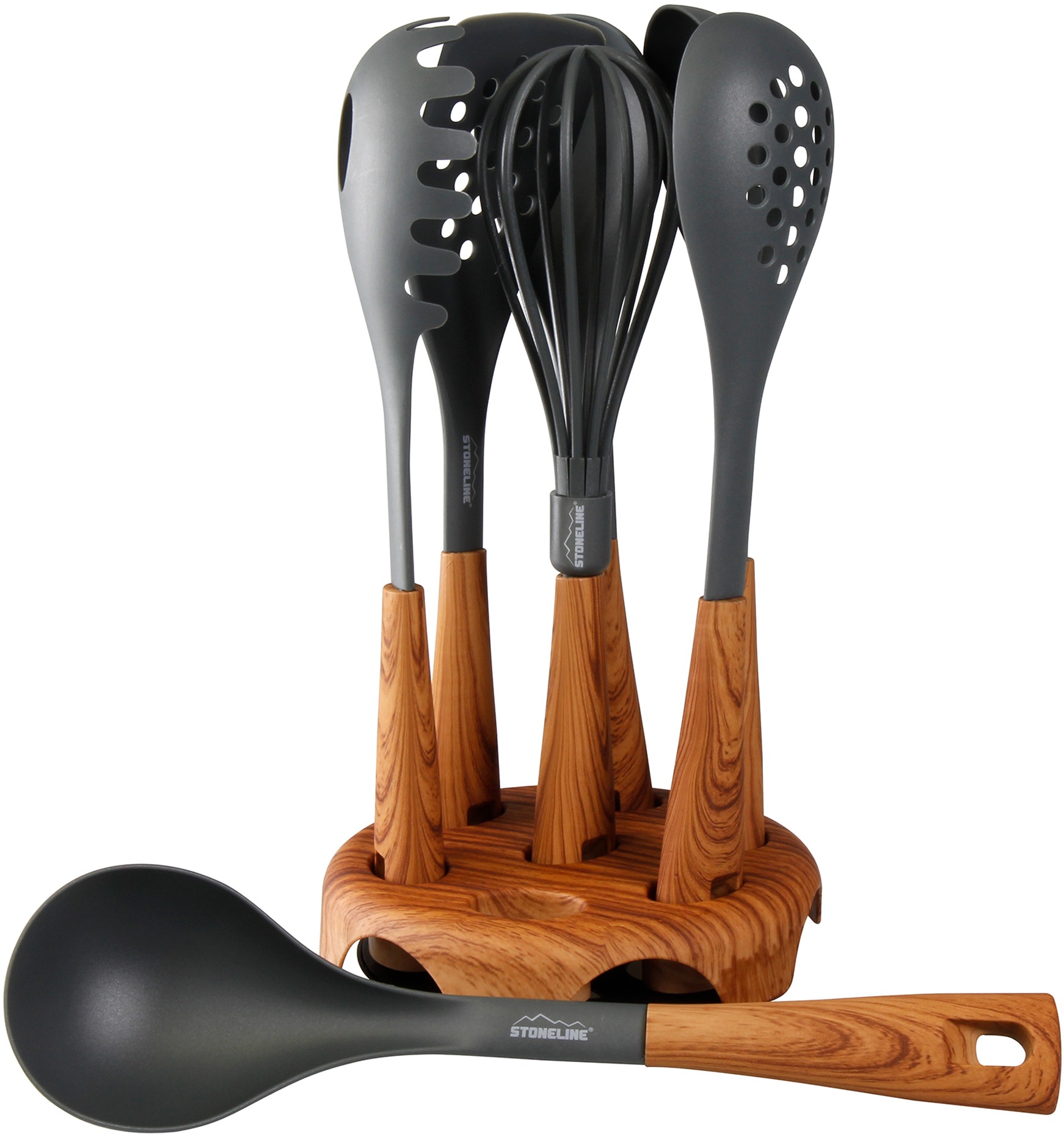 Stoneline Kochbesteck-Set mit drehbarem Ständer in beige