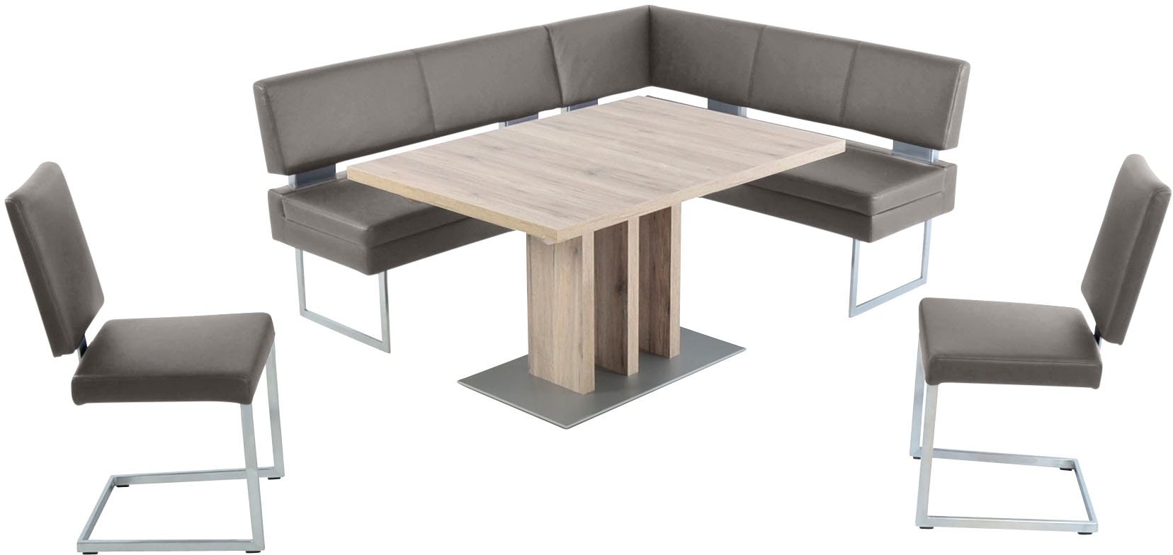 K+W Komfort & Wohnen Essgruppe, (4 tlg.), langer Schenkel links oder rechts, 2 Freischwinger, 1 Funktionstisch