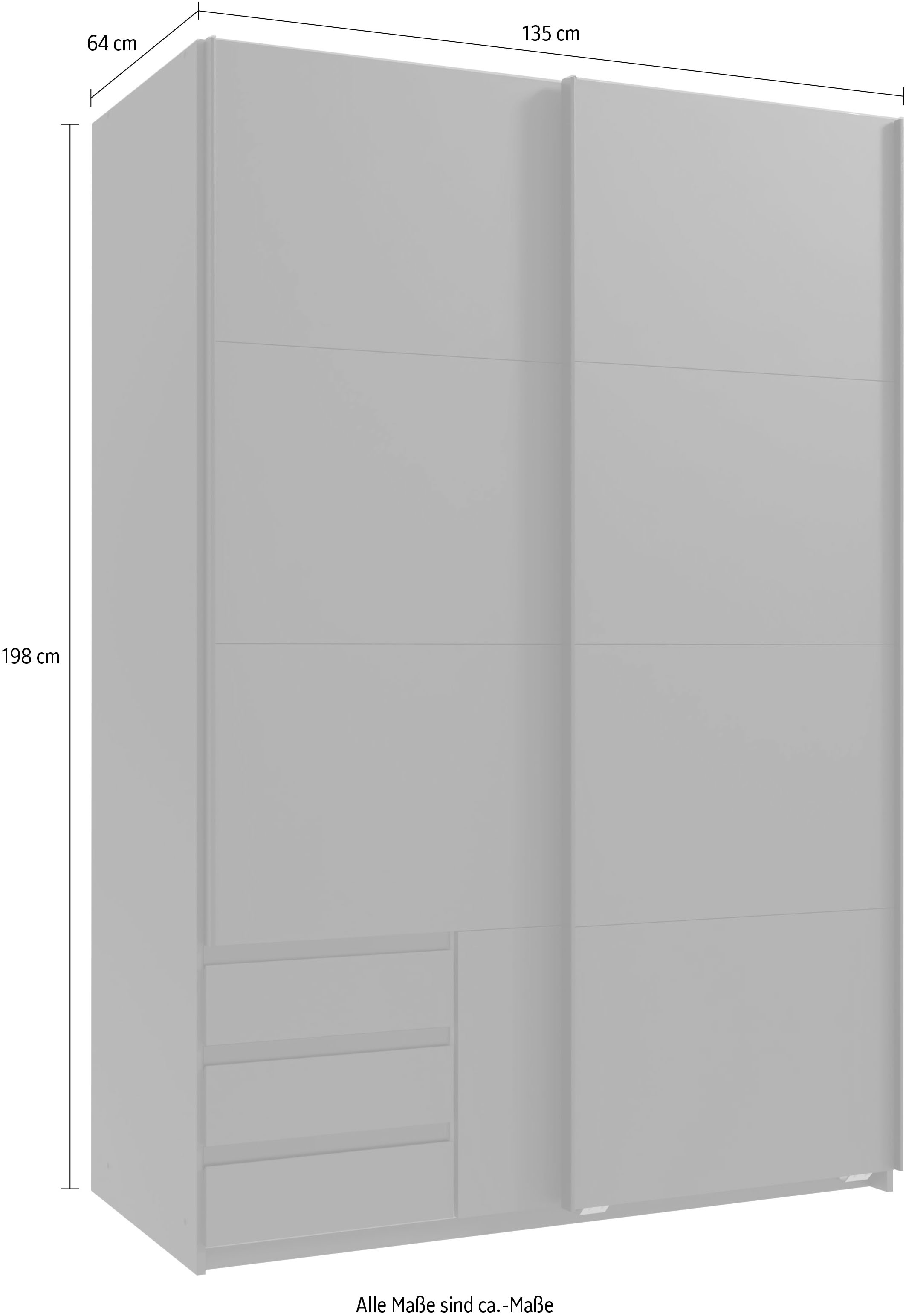 Wimex Schwebetürenschrank »Emden moderner Kleiderschrank mit Spiegel und Schubladen BESTSELLER«, Schlafzimmer Schrank Garderobenschrank mit Schwebetüren Topseller