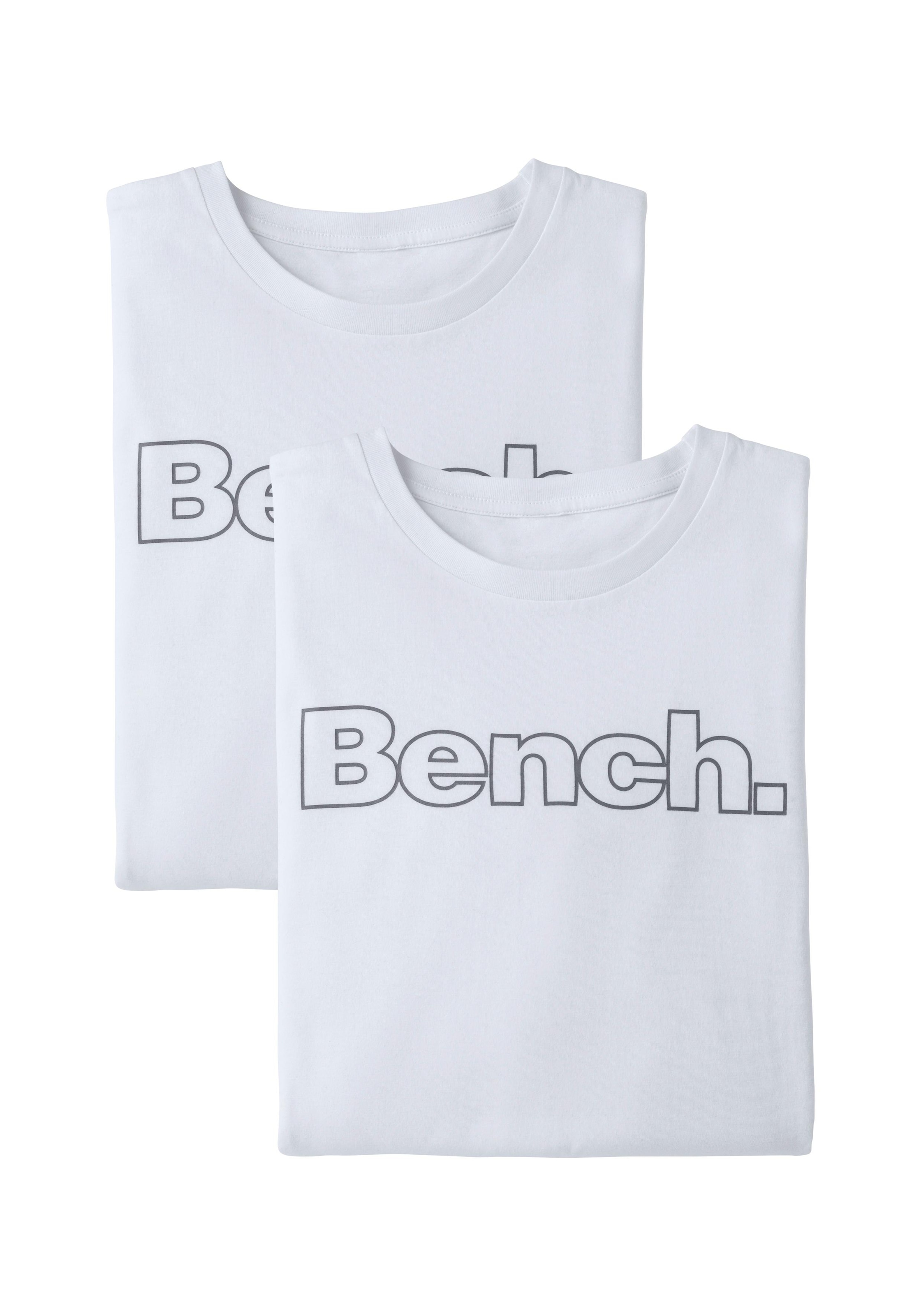 Bench. Loungewear T-Shirt, (2 tlg.), Shirt mit Logoprint, Basicshirt mit Rundhals aus reiner Baumwolle