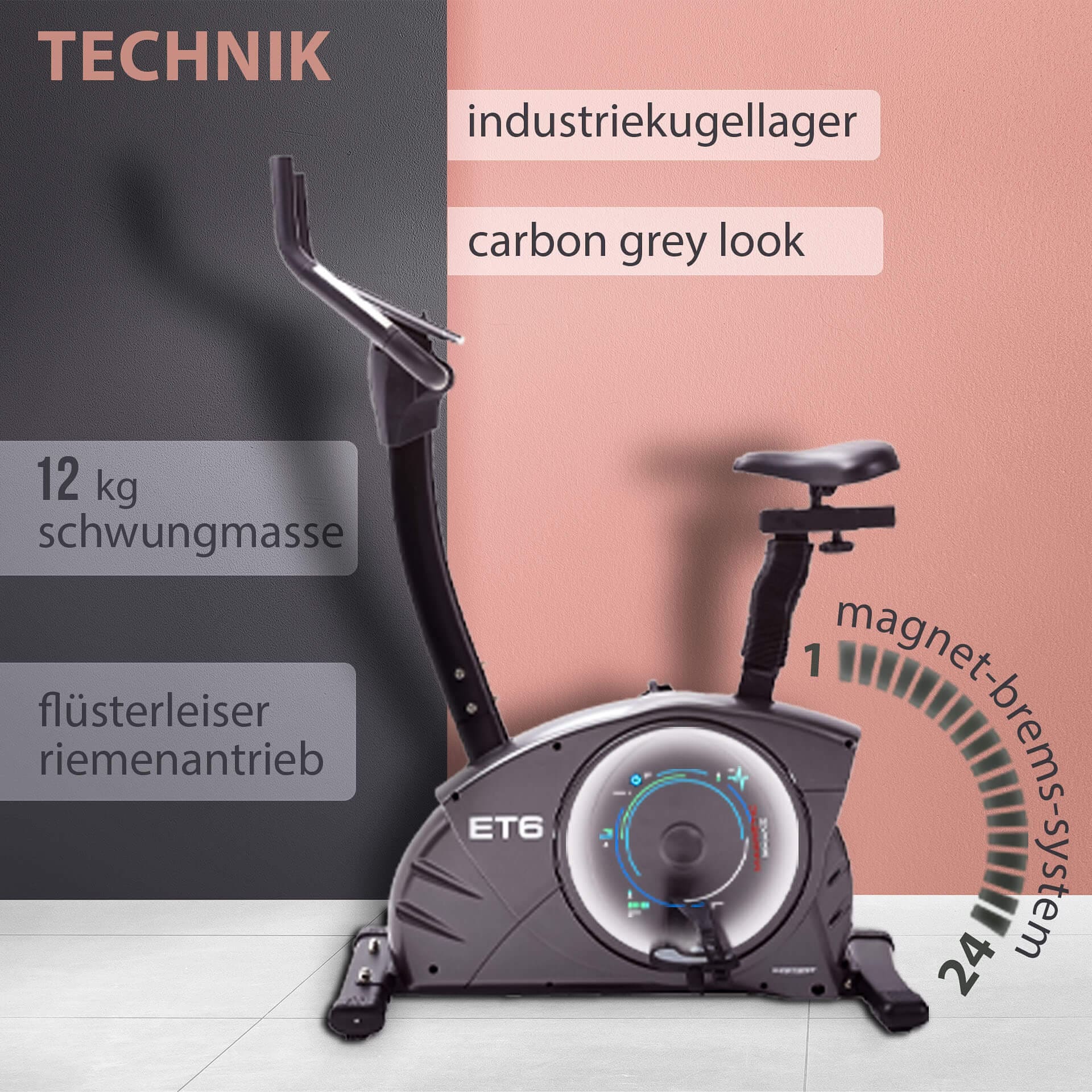 Christopeit Sport® Ergometer »ET 6«, (mit LCD-Display), Schwungmasse ca. 12 kg, 24 Widerstandsstufen