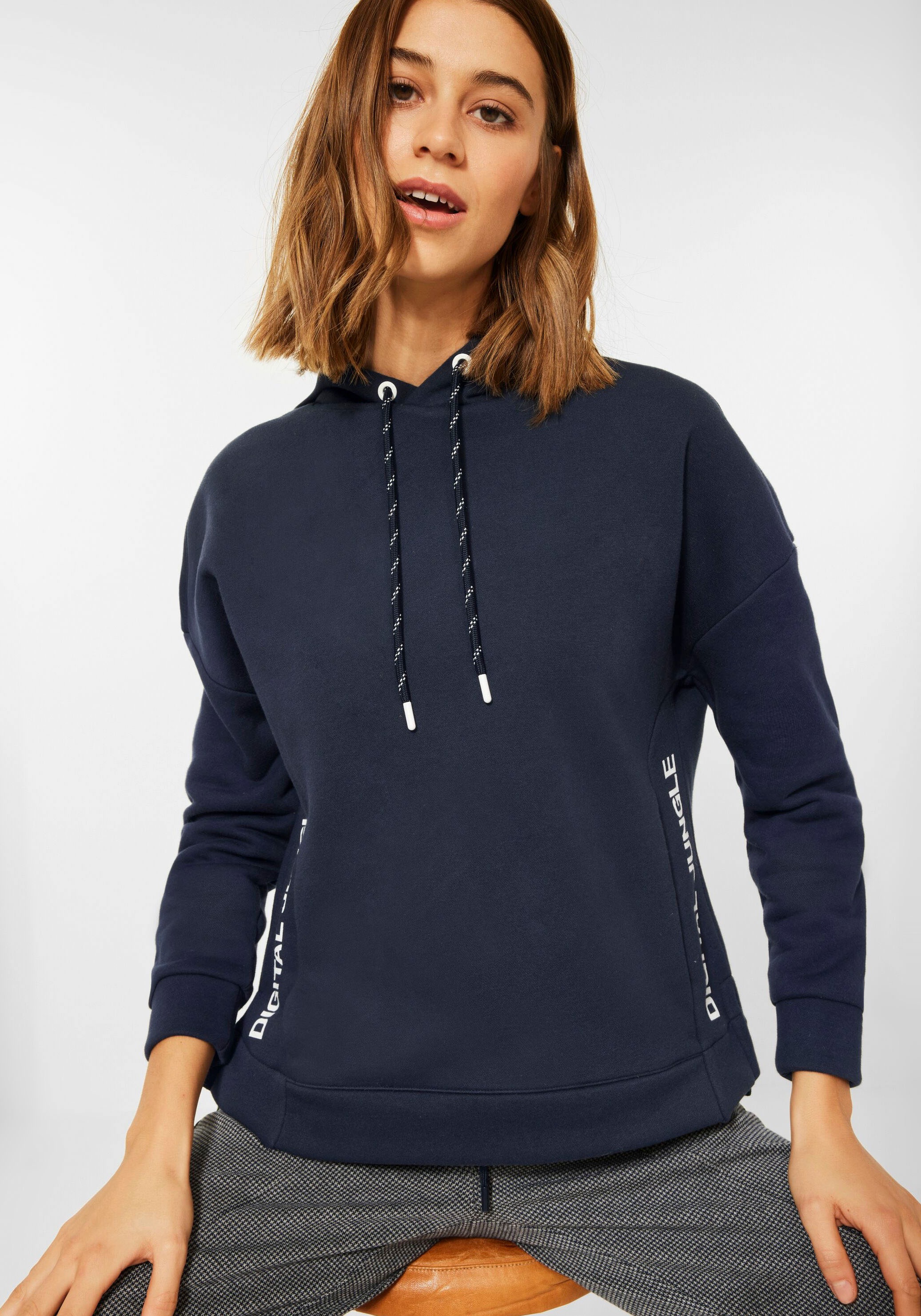 Cecil Kapuzensweatshirt, mit modernen seitlichen Wording-Drucken