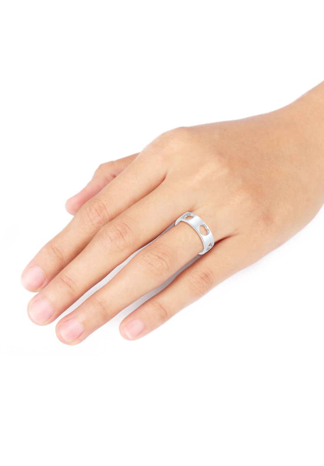 Elli Silberring »Ring Herz Liebe Cut Out Bandring 925 Silber Loreena«