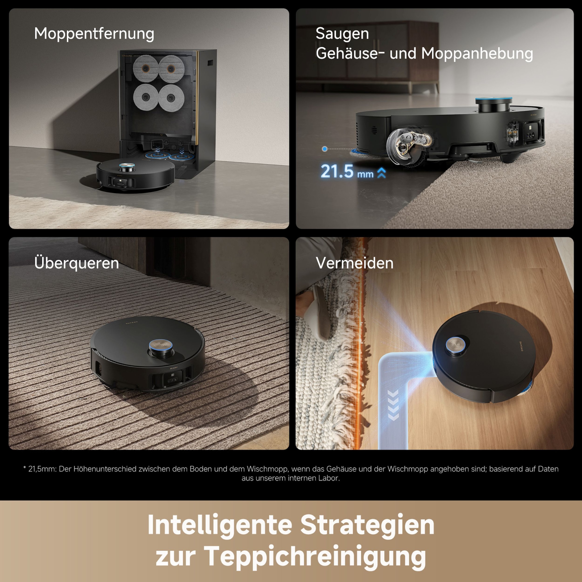 Dreame Nass-Trocken-Saugroboter »Matrix 10 Ultra« Mop-Wechsel, drei Reinigungsmittel, überwindet Hindernisse, 30.000 Pa