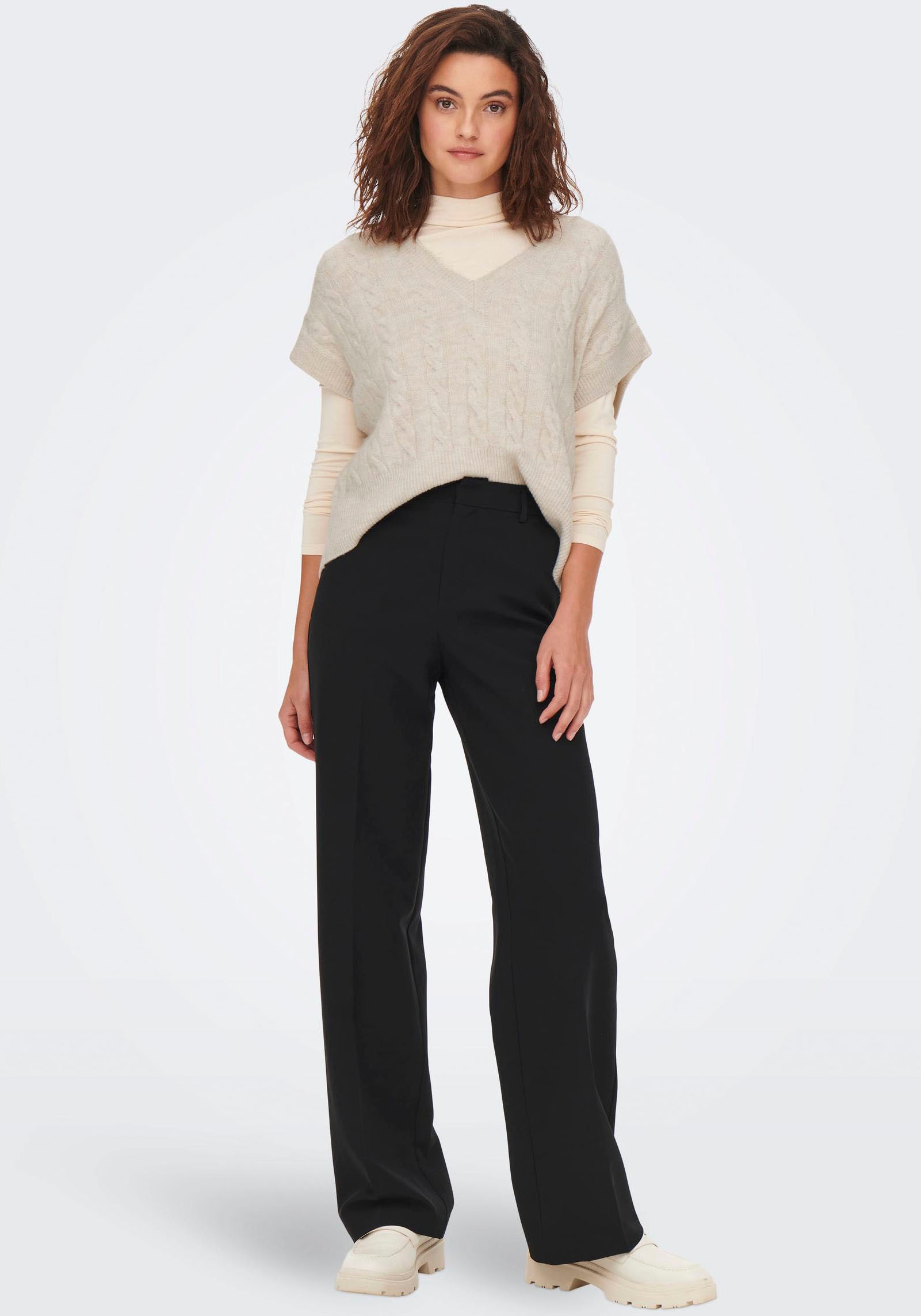 ONLY Kurzarmpullover »ONLMELODY VEST KNT« Materialmix, regular fit