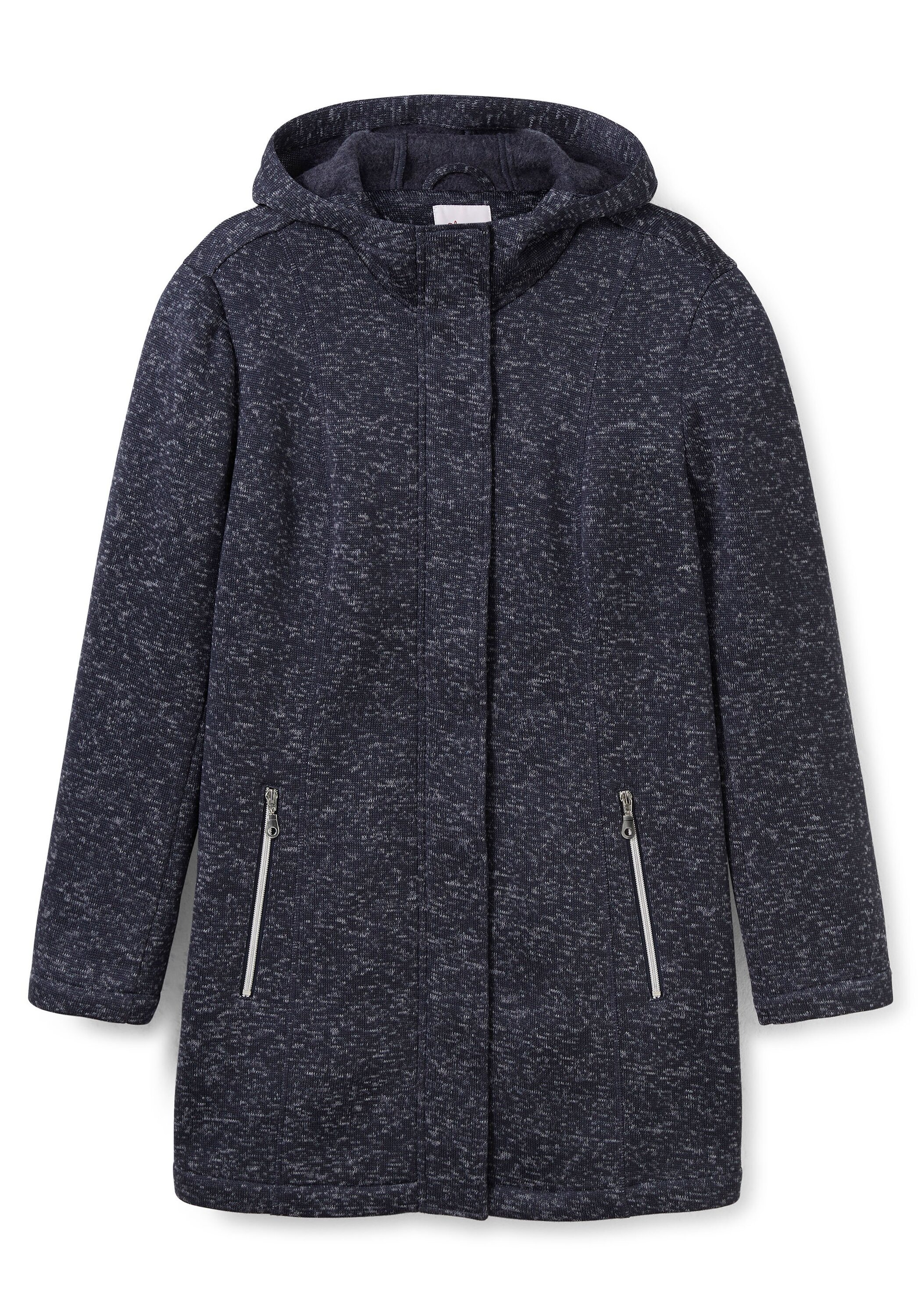 Sheego Fleecejacke »Kapuzenjacke in melierter Optik, wärmender Strickfleece«, mit Kapuze, in melierter Optik, wärmender Strickfleece