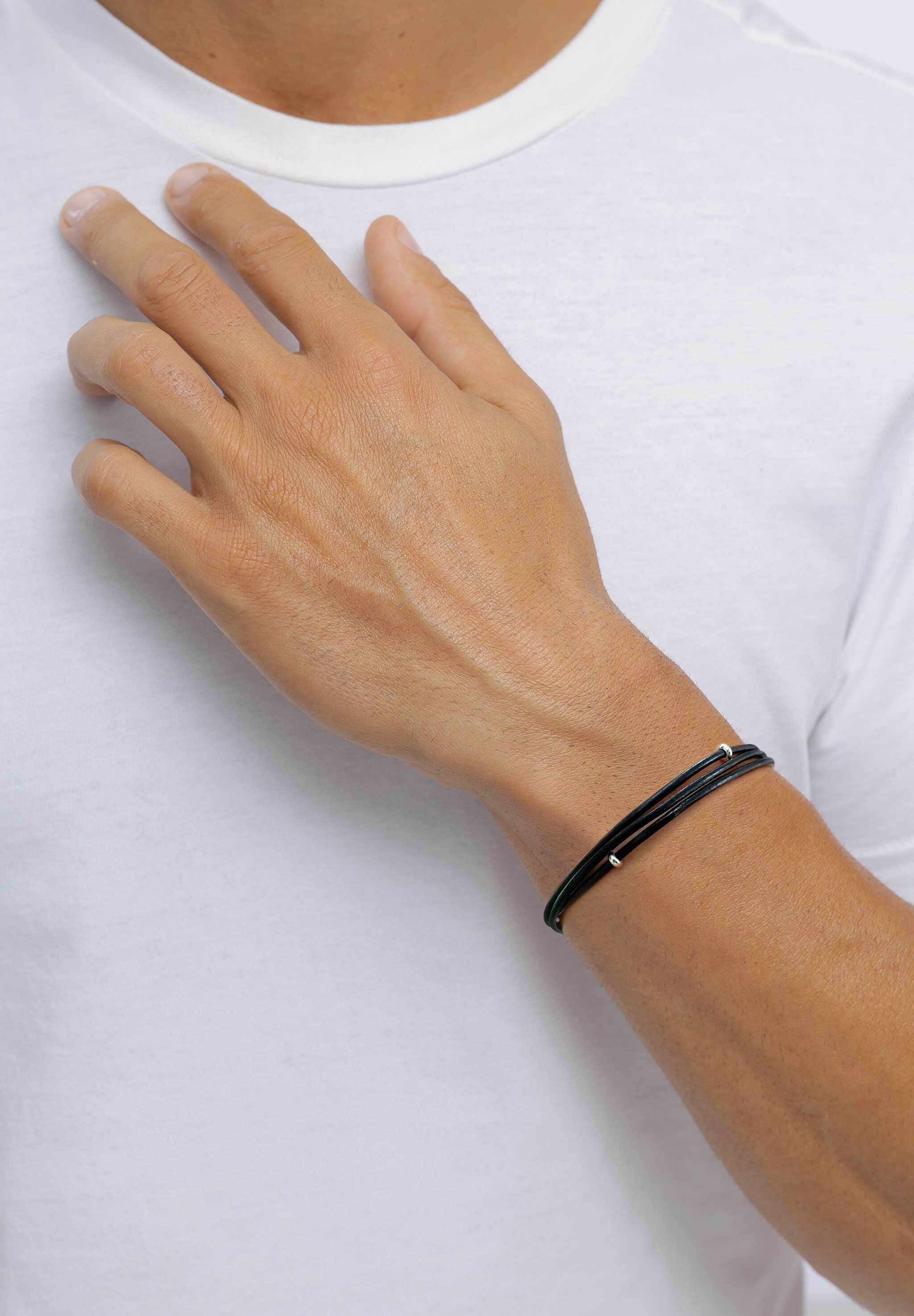 Kuzzoi Lederarmband »Armband Leder Herren 925 Sterling Silber«