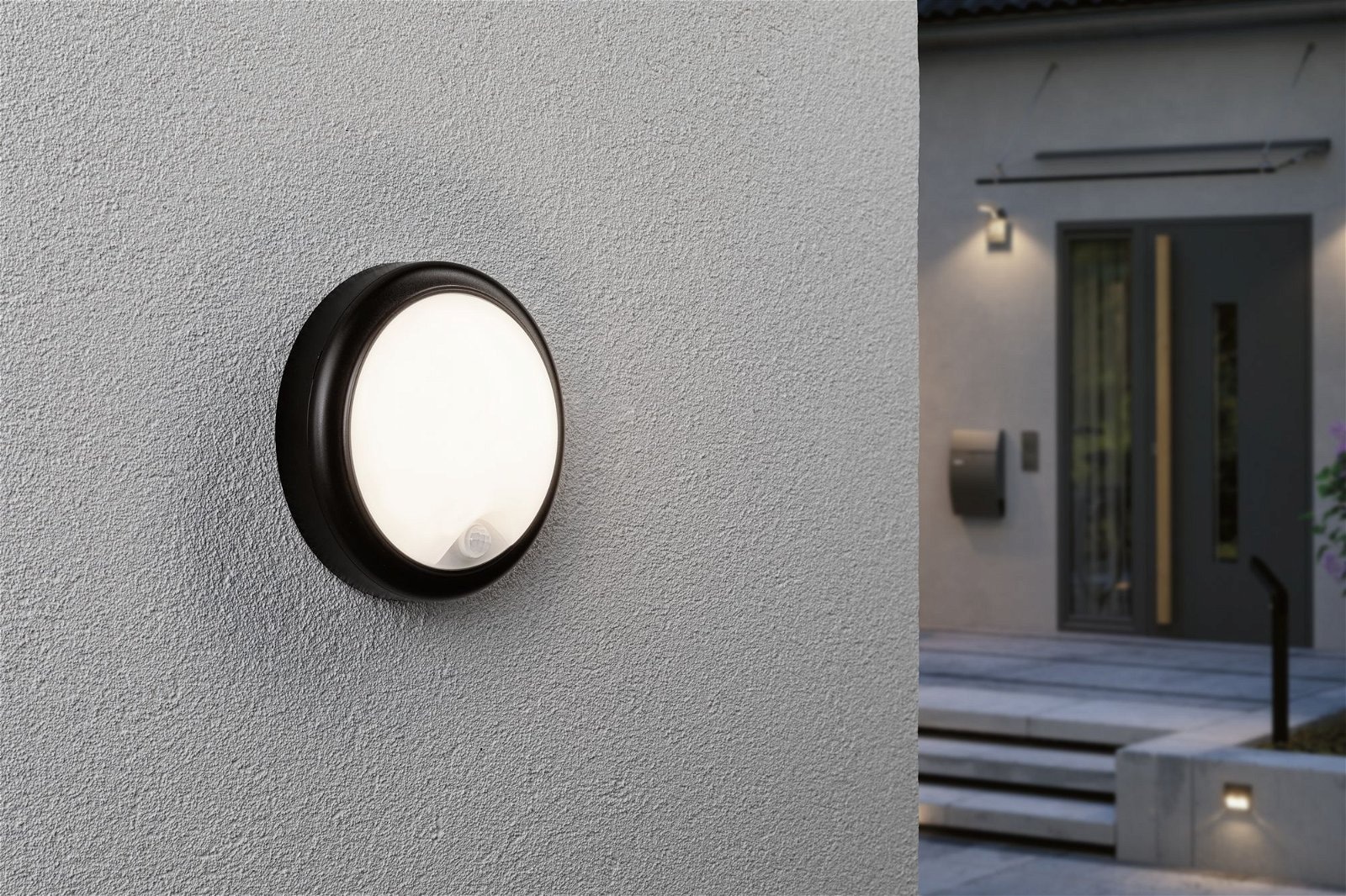 Paulmann LED Außen-Wandleuchte »IP44 180mm 3000K 15W 1050lm 230V Grau Kunststoff«, 1 flammig, Bewegungsmelder