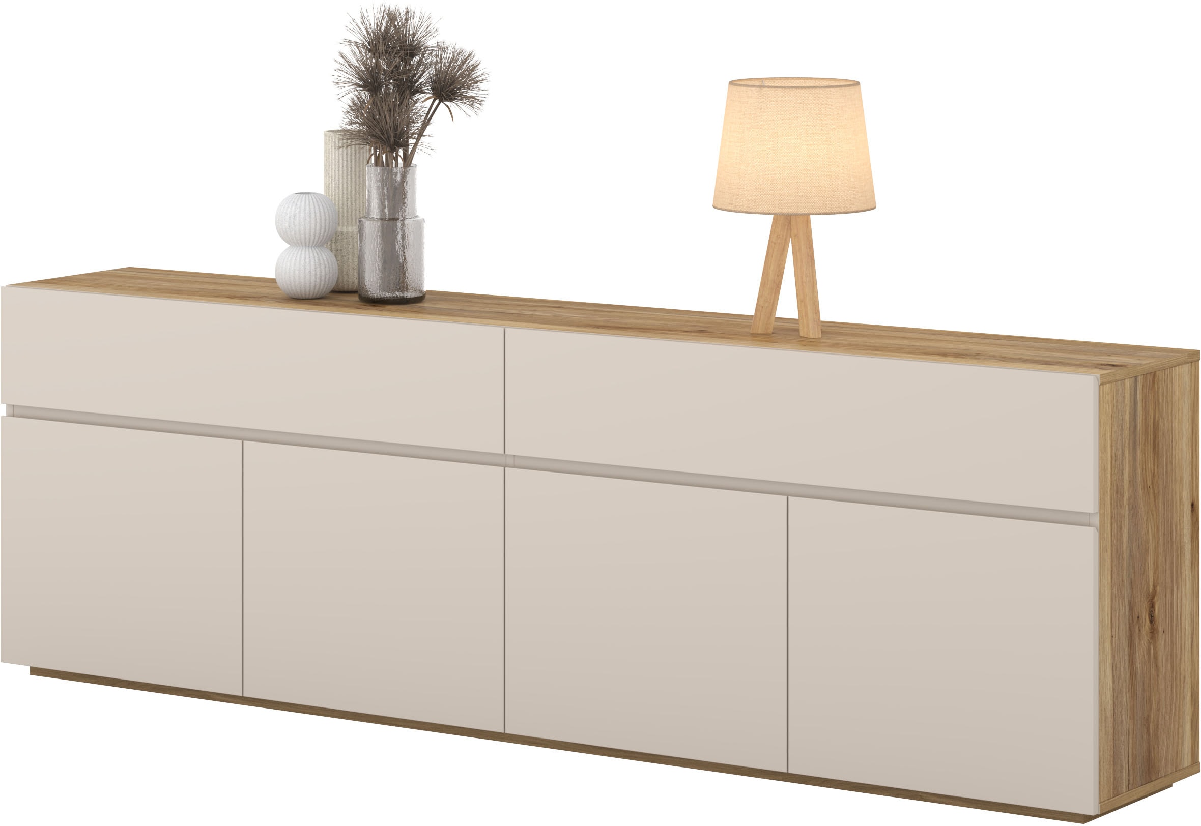 INOSIGN Sideboard »Criss, Breite 200 cm moderne grifflose Kommode 4Türen/4SK« Schubladenkommode mit viel Stauraum, vielseitig einsetzbar