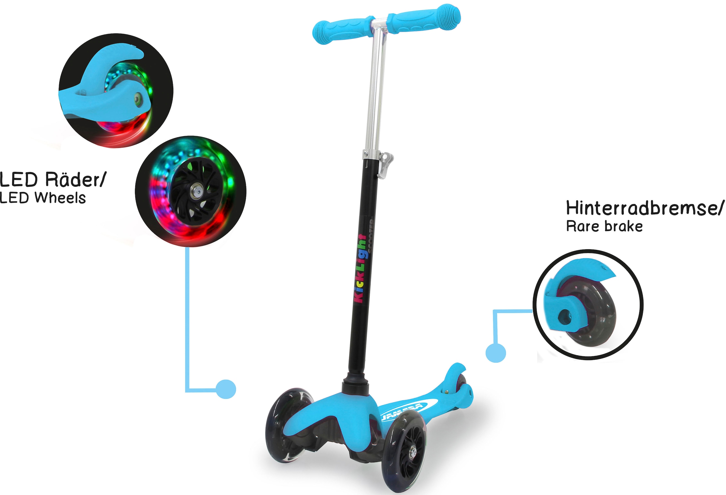 Jamara Dreiradscooter »KickLight« mit LED-Rädern