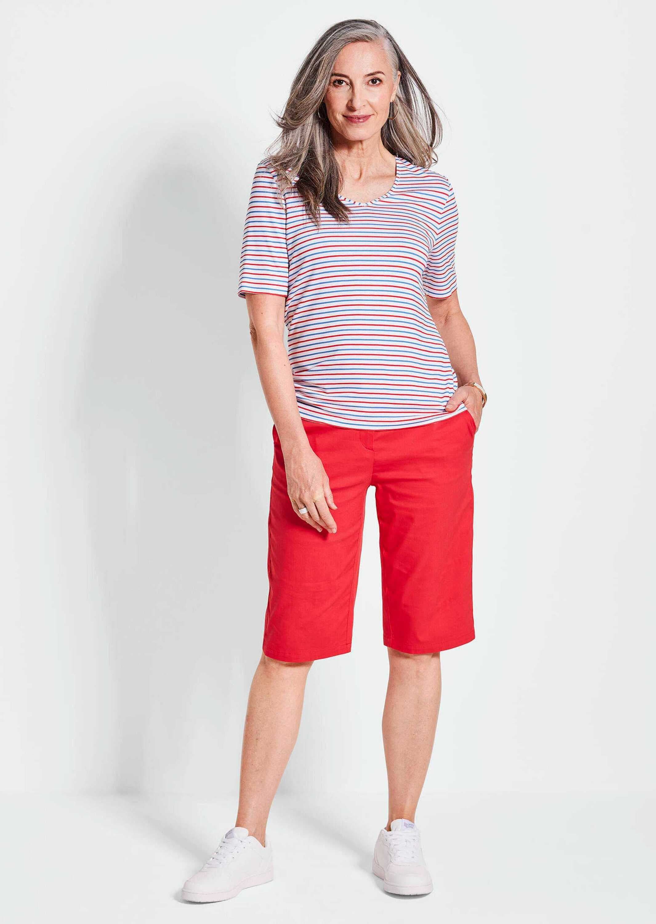 GOLDNER Kurzarmshirt »Kurzgröße Maritimer Streifenlook, V-Ausschnitt« Sonstige