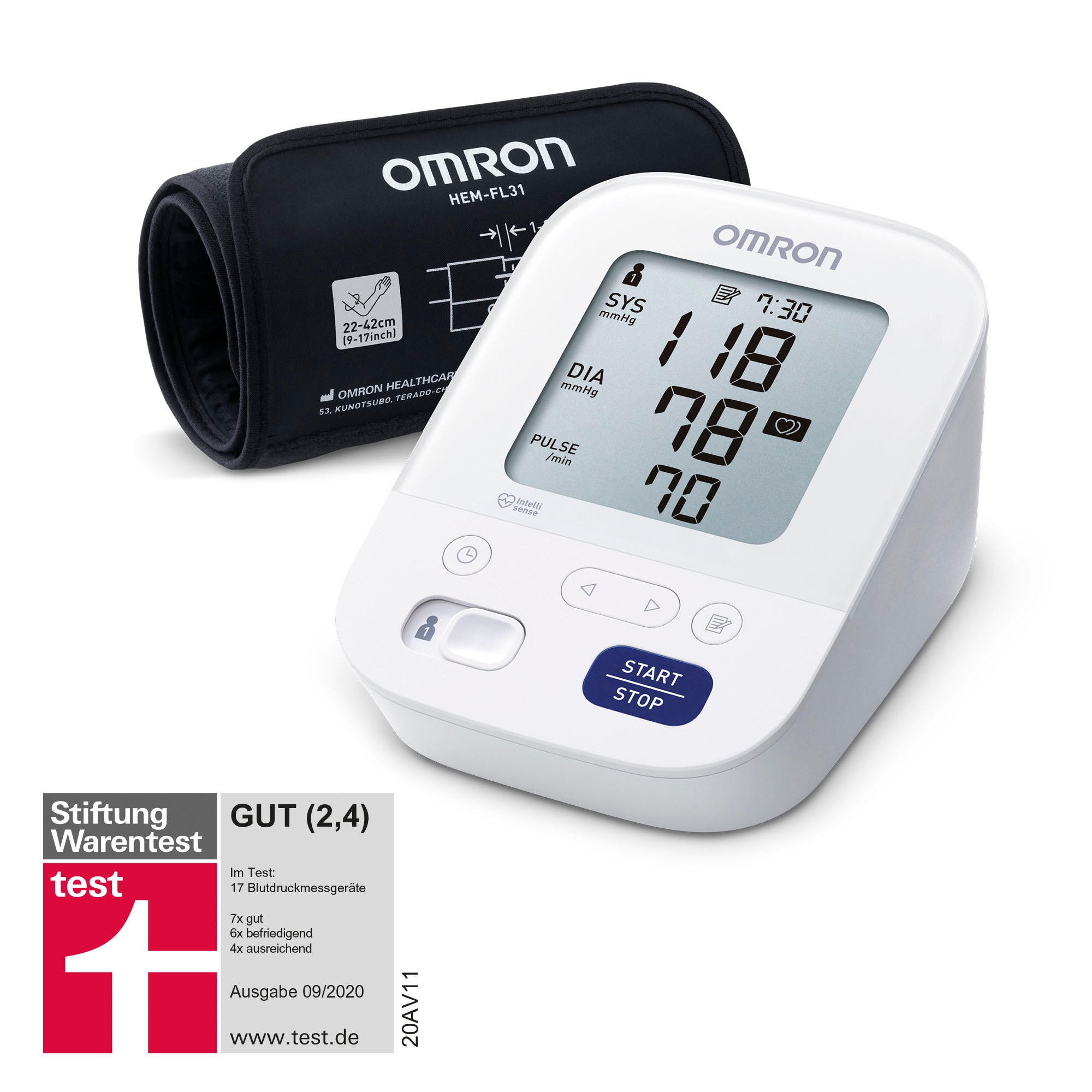 Omron Oberarm-Blutdruckmessgerät »X3 Comfort«, mit Bluthochdruckindikator